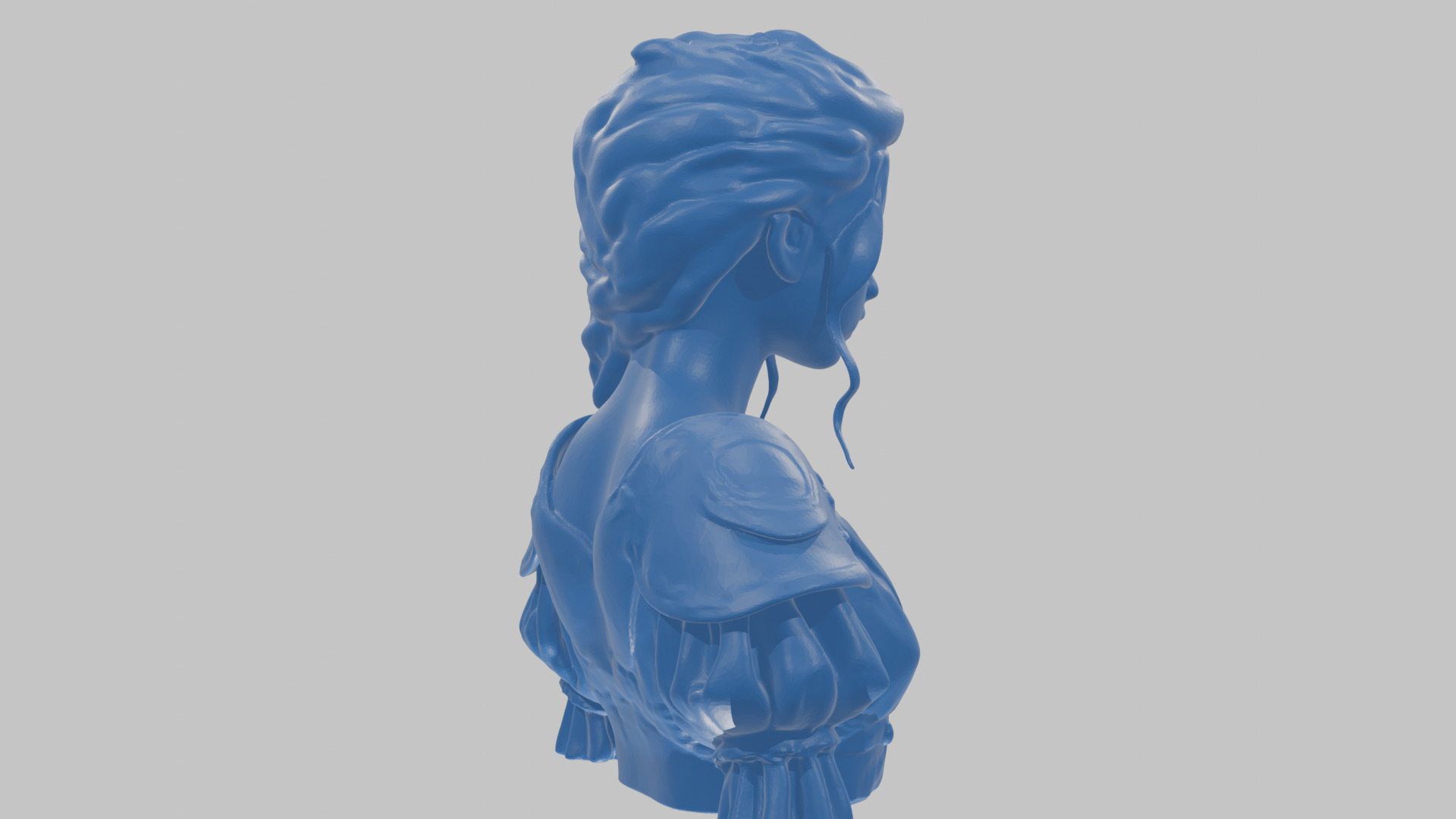 Intricate Medieval Dressed Detailed Blonde Girl Bust Low-poly 3D model_52