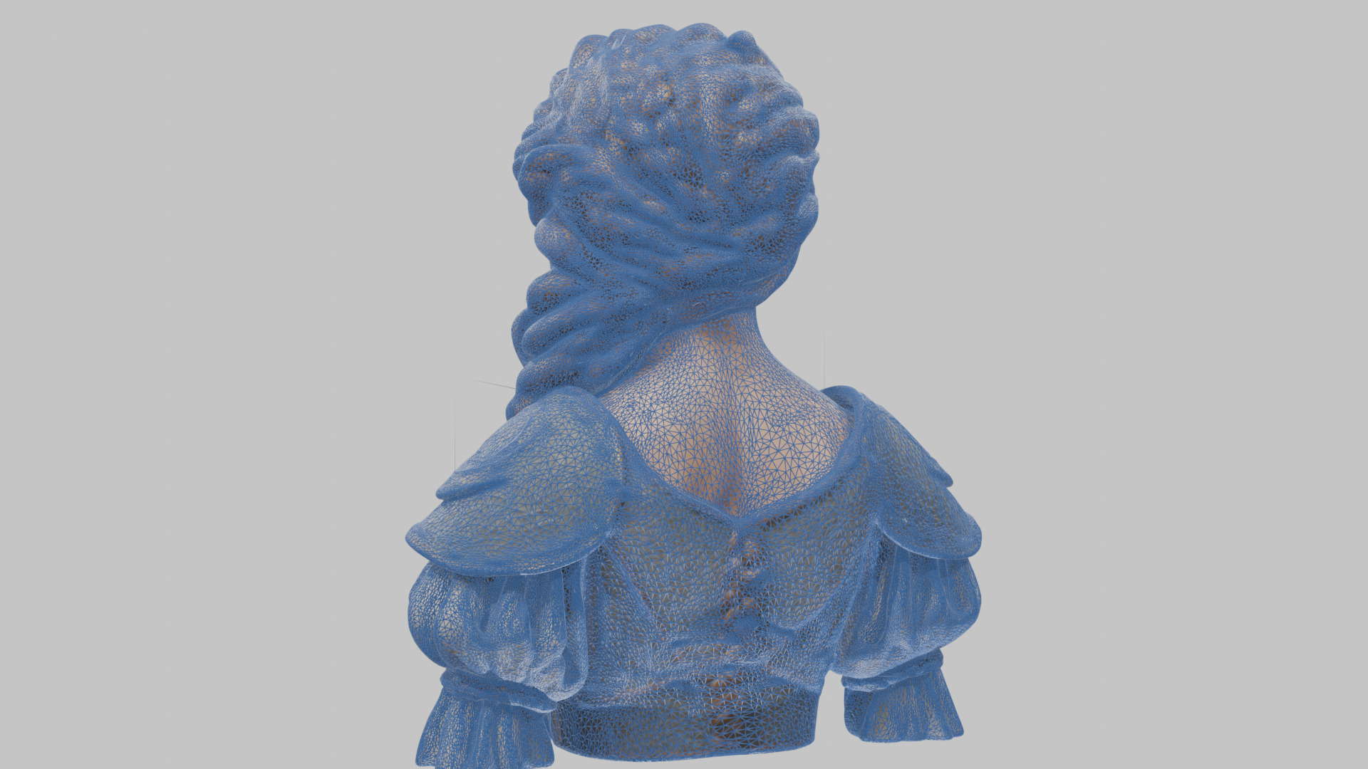 Intricate Medieval Dressed Detailed Blonde Girl Bust Low-poly 3D model_64