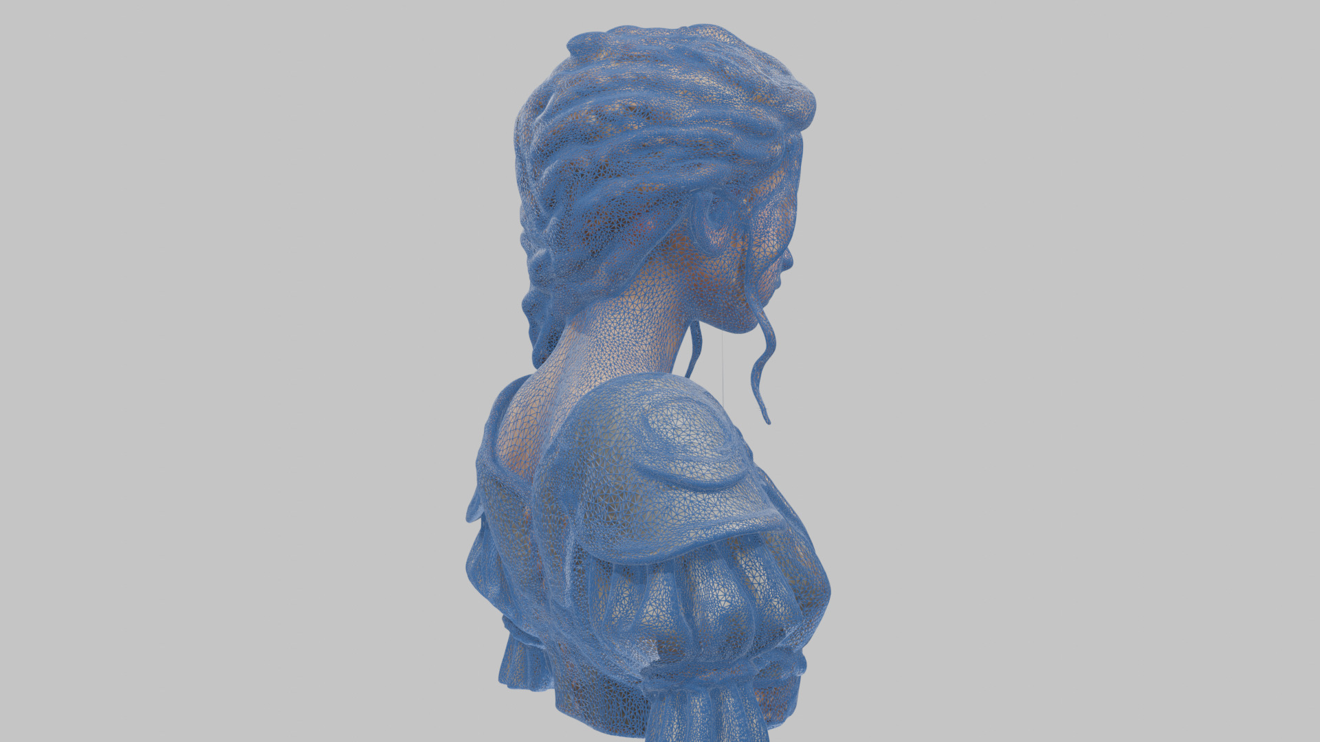 Intricate Medieval Dressed Detailed Blonde Girl Bust Low-poly 3D model_45