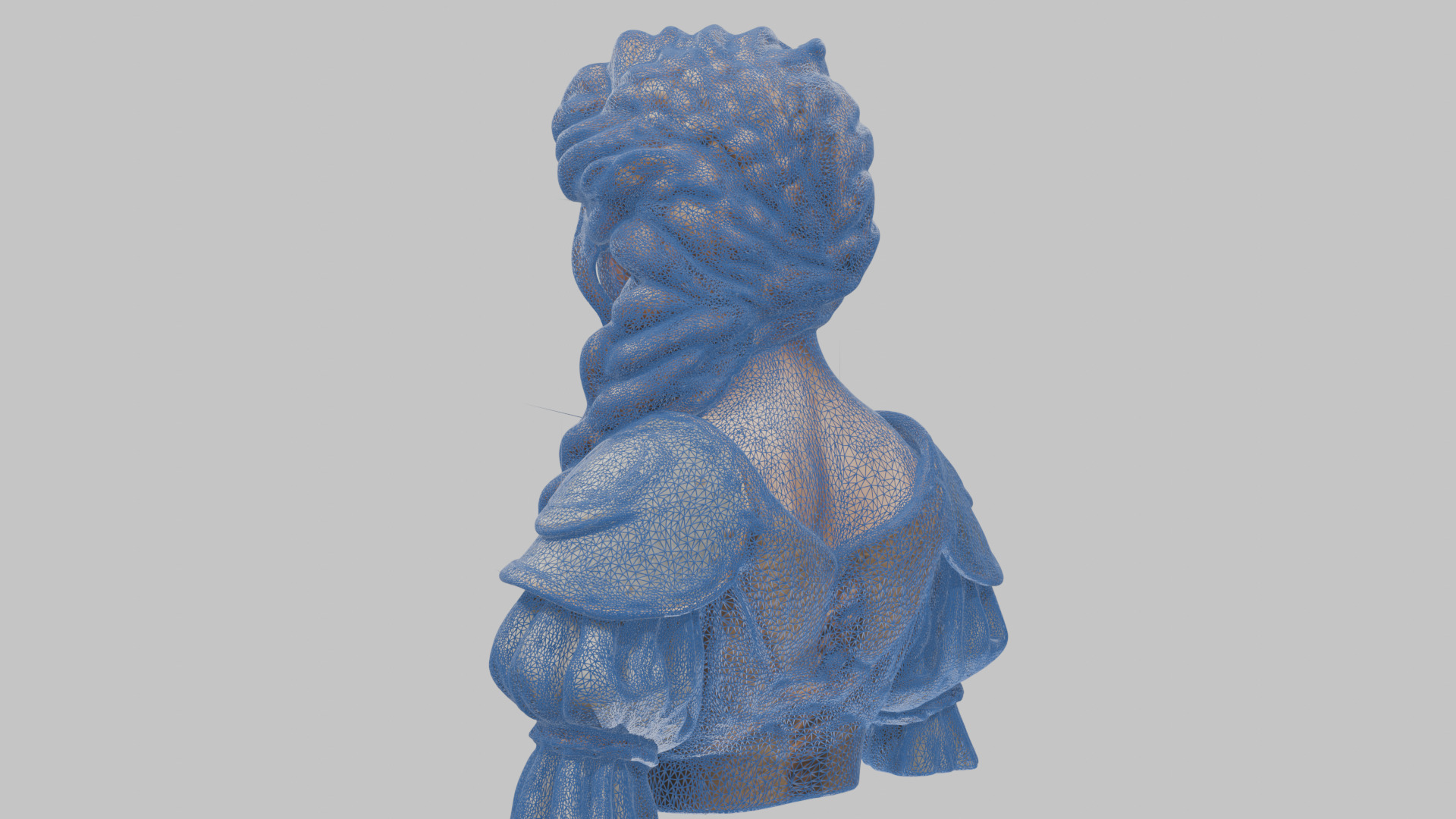 Intricate Medieval Dressed Detailed Blonde Girl Bust Low-poly 3D model_38