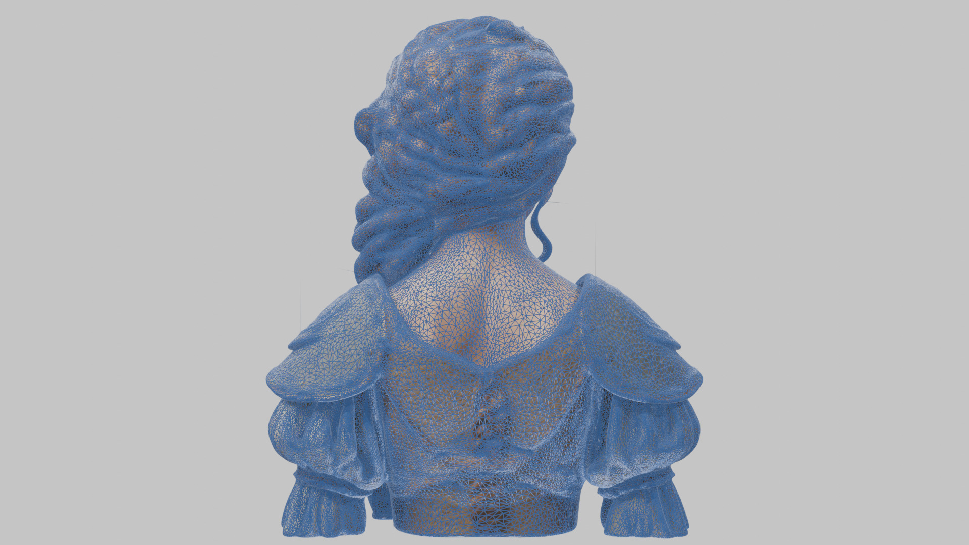 Intricate Medieval Dressed Detailed Blonde Girl Bust Low-poly 3D model_36