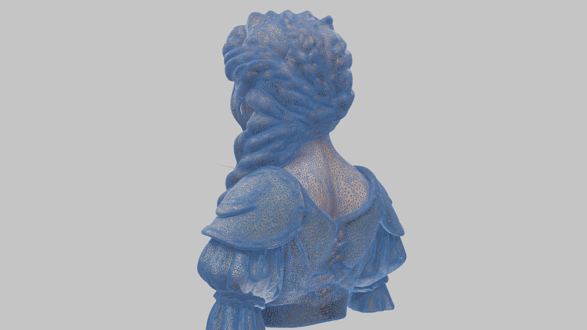 Intricate Medieval Dressed Detailed Blonde Girl Bust Low-poly 3D model_67