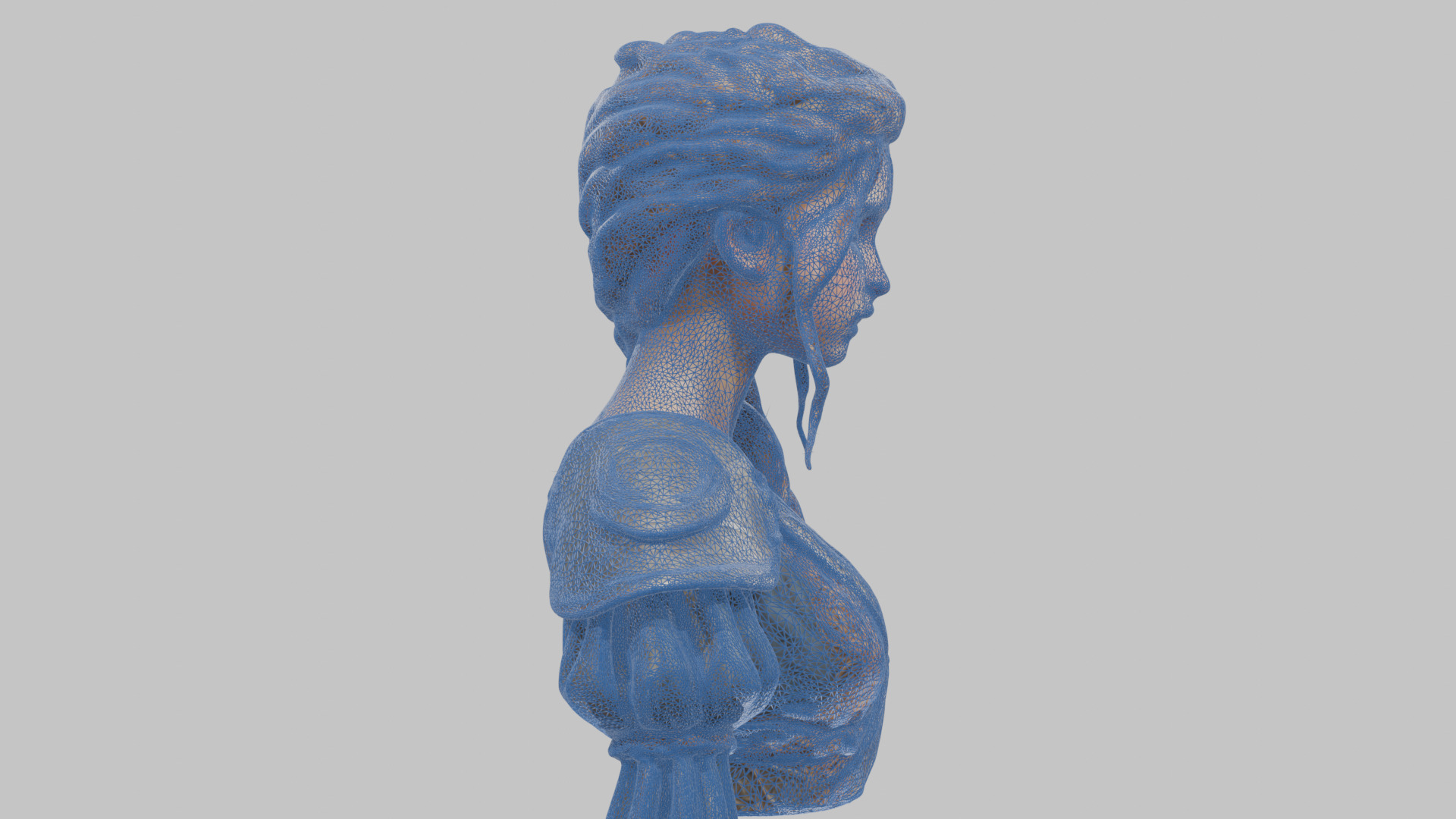 Intricate Medieval Dressed Detailed Blonde Girl Bust Low-poly 3D model_32
