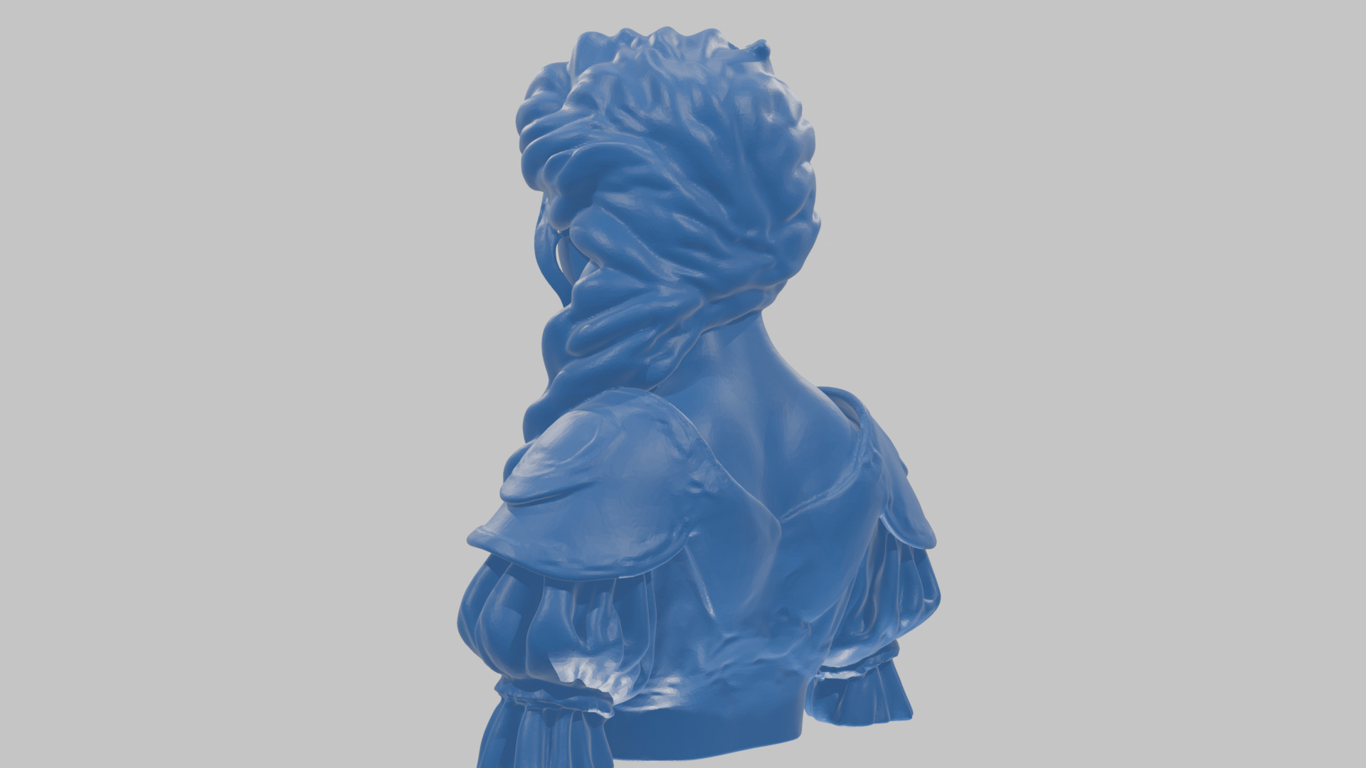 Intricate Medieval Dressed Detailed Blonde Girl Bust Low-poly 3D model_54