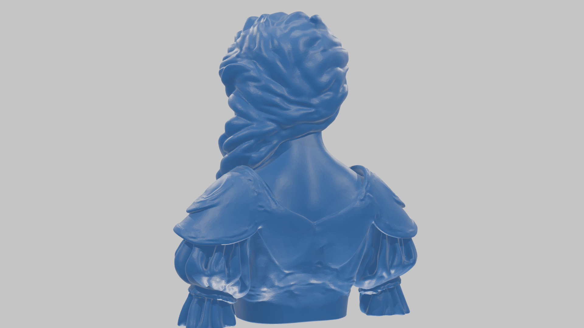 Intricate Medieval Dressed Detailed Blonde Girl Bust Low-poly 3D model_56