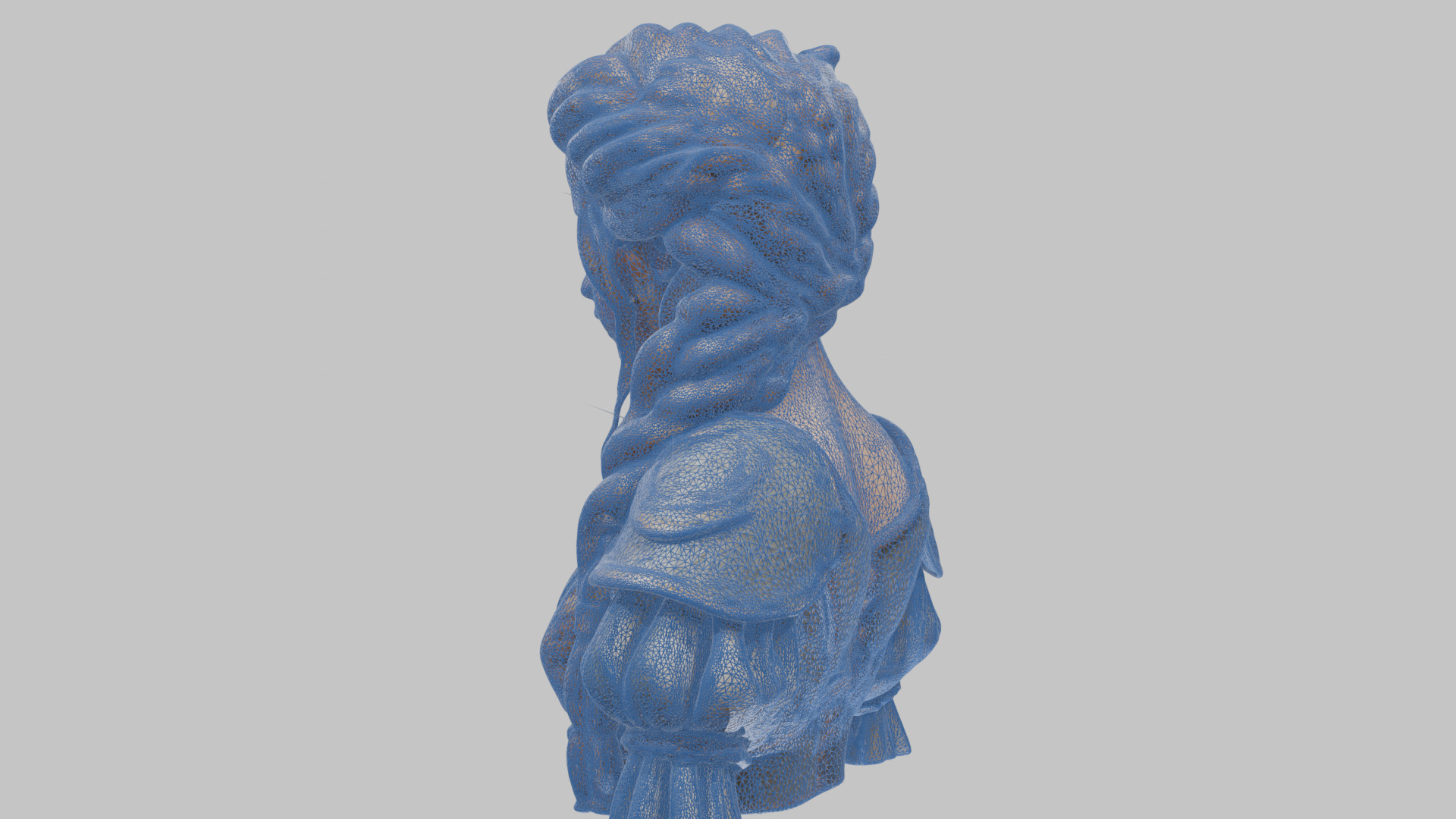 Intricate Medieval Dressed Detailed Blonde Girl Bust Low-poly 3D model_76