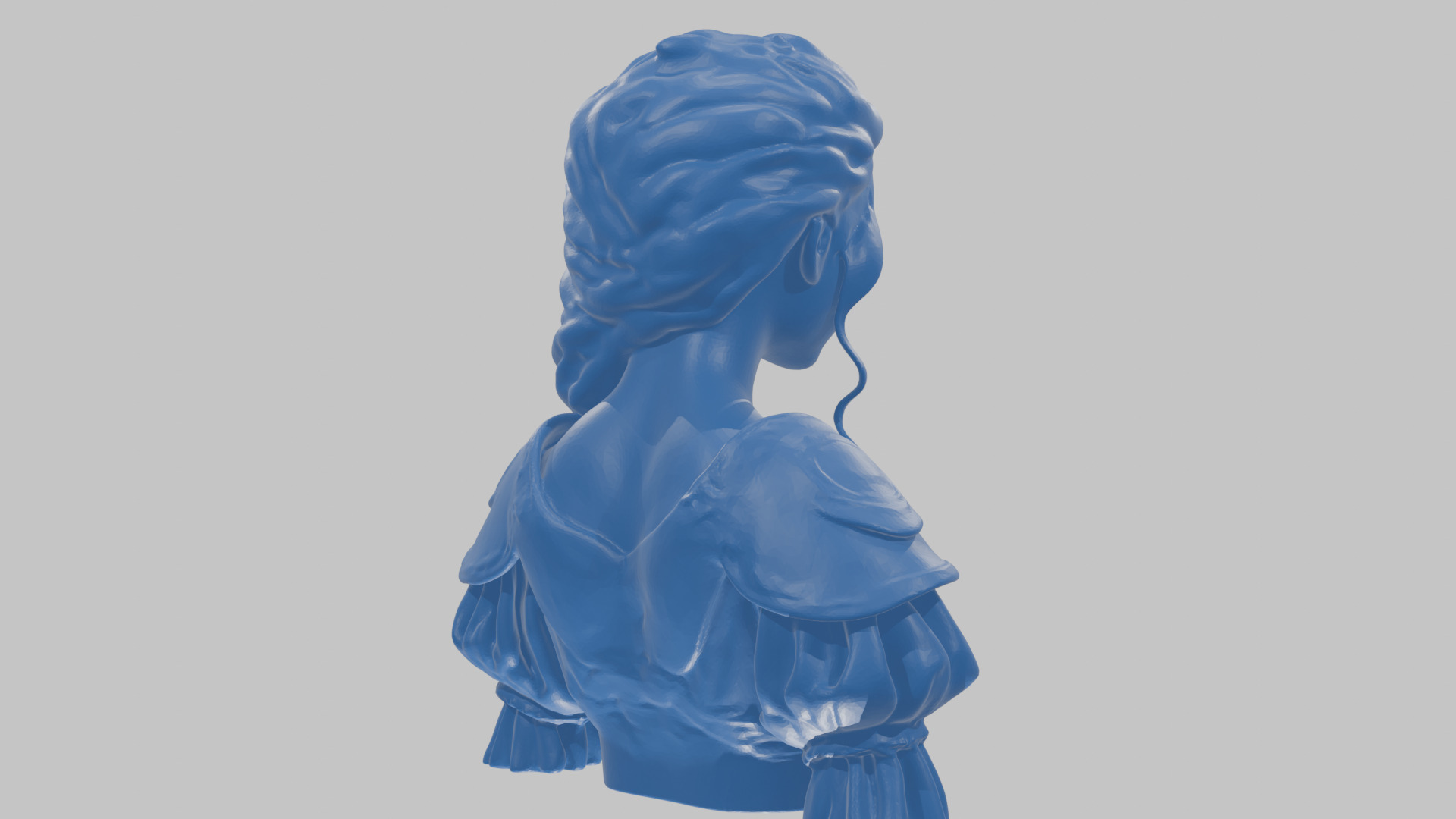 Intricate Medieval Dressed Detailed Blonde Girl Bust Low-poly 3D model_74