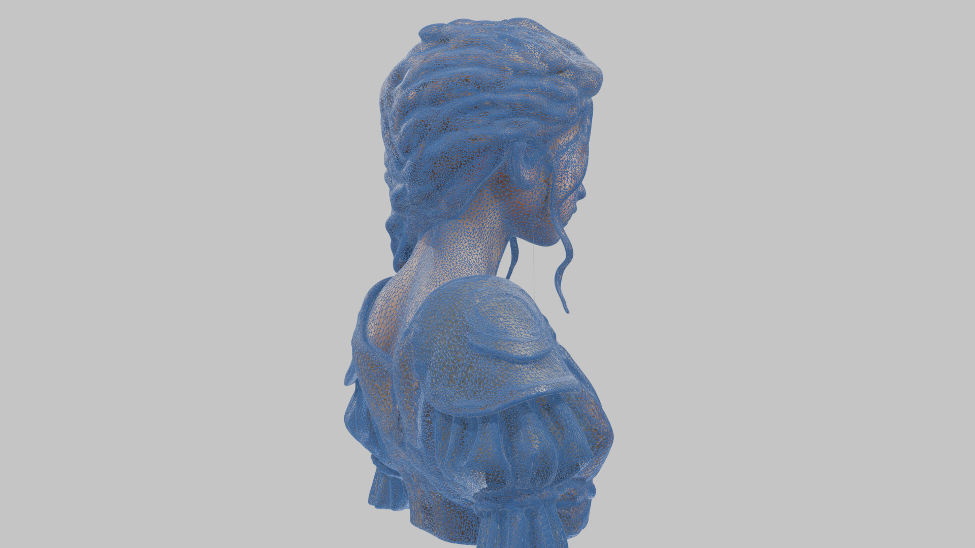 Intricate Medieval Dressed Detailed Blonde Girl Bust Low-poly 3D model_33