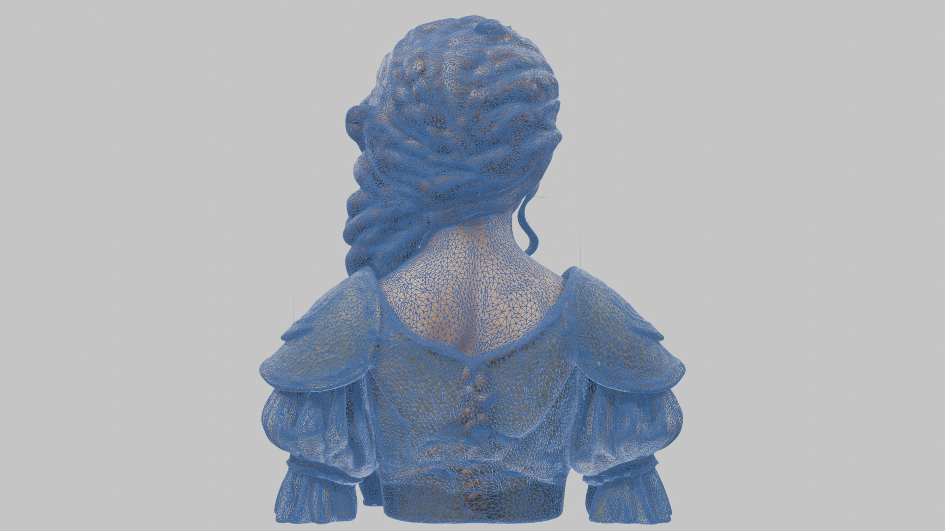 Intricate Medieval Dressed Detailed Blonde Girl Bust Low-poly 3D model_65