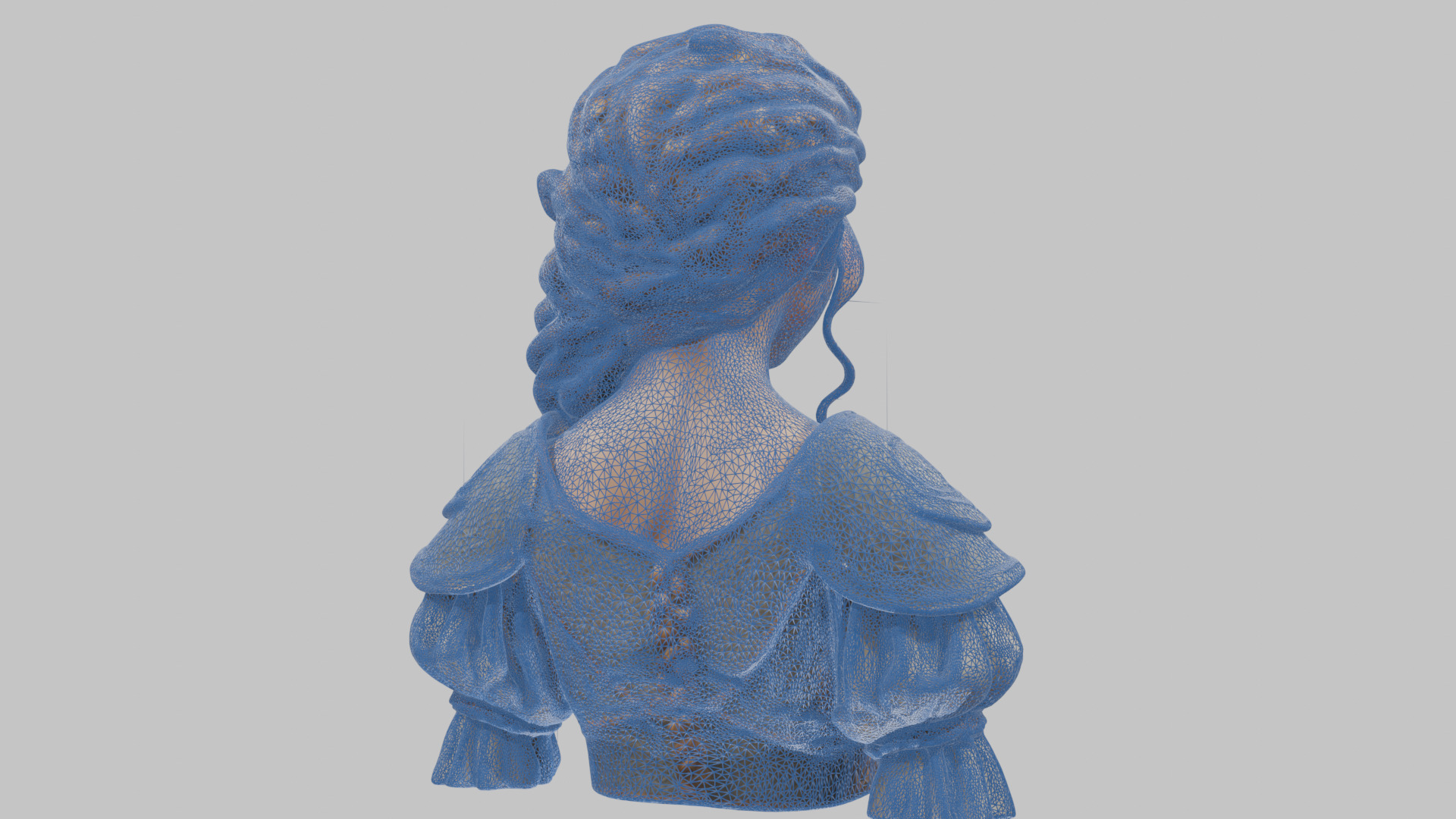 Intricate Medieval Dressed Detailed Blonde Girl Bust Low-poly 3D model_66