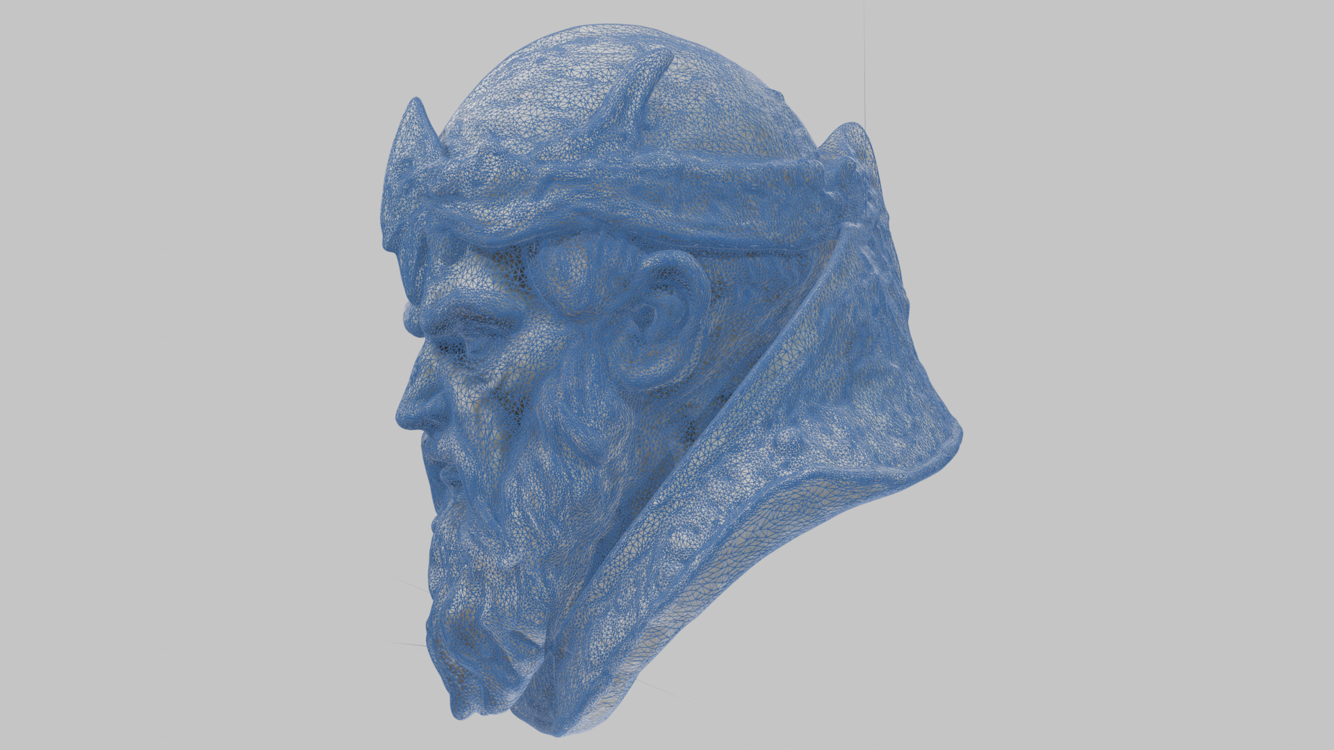 Marble Sculpture Head Bust of a Medieval Dead Knight Low-poly 3D model_29