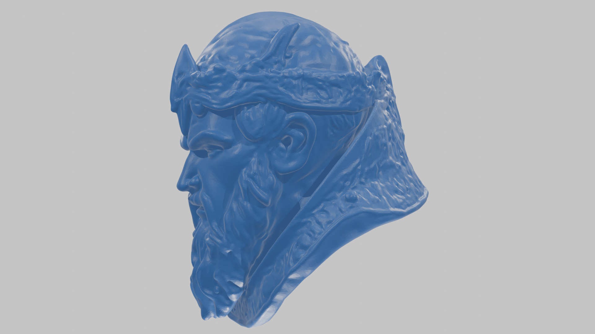 Marble Sculpture Head Bust of a Medieval Dead Knight Low-poly 3D model_45