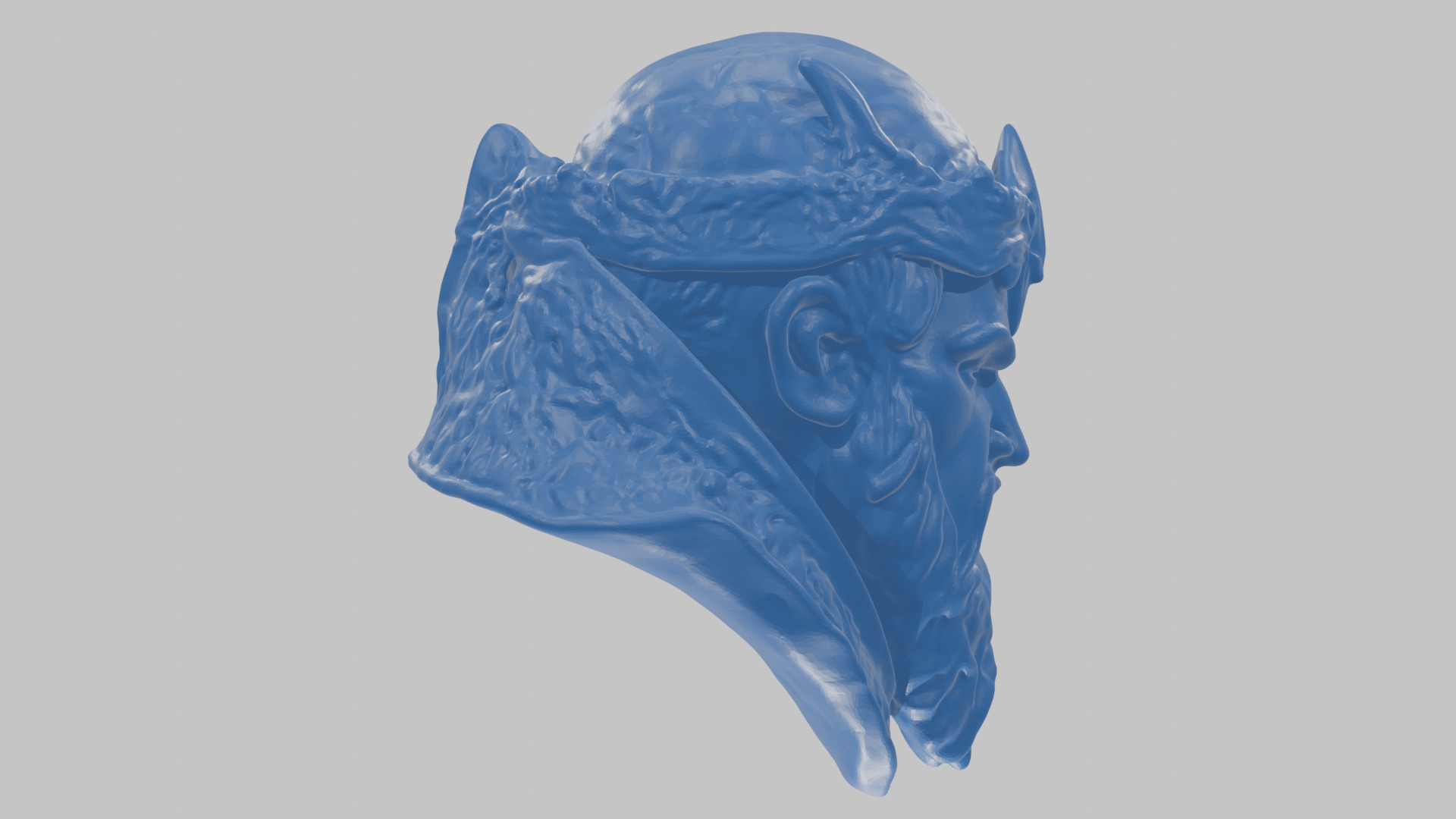 Marble Sculpture Head Bust of a Medieval Dead Knight Low-poly 3D model_36