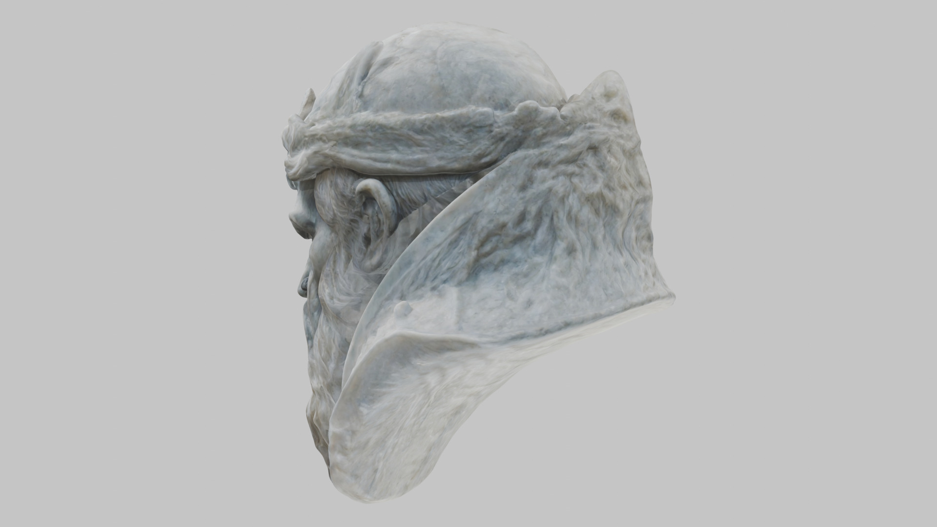 Marble Sculpture Head Bust of a Medieval Dead Knight Low-poly 3D model_11