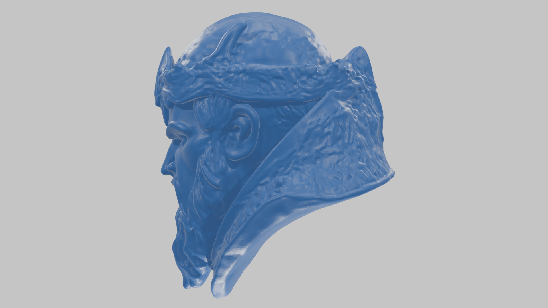 Marble Sculpture Head Bust of a Medieval Dead Knight Low-poly 3D model_44