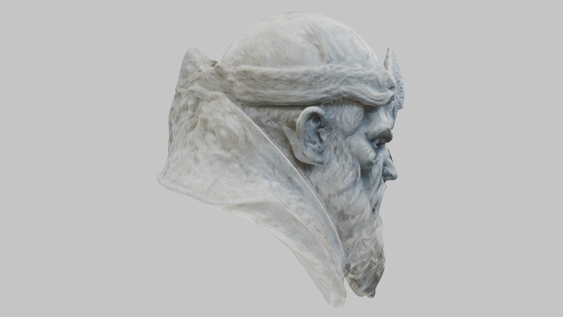 Marble Sculpture Head Bust of a Medieval Dead Knight Low-poly 3D model_4