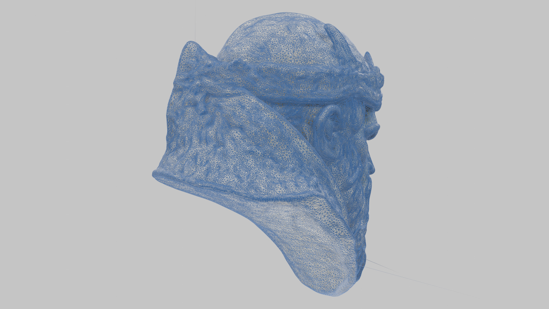 Marble Sculpture Head Bust of a Medieval Dead Knight Low-poly 3D model_21
