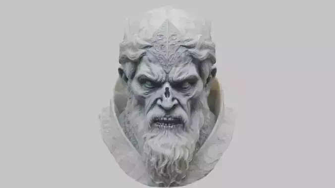 Marble Sculpture Head Bust of a Medieval Dead Knight Low-poly 3D model