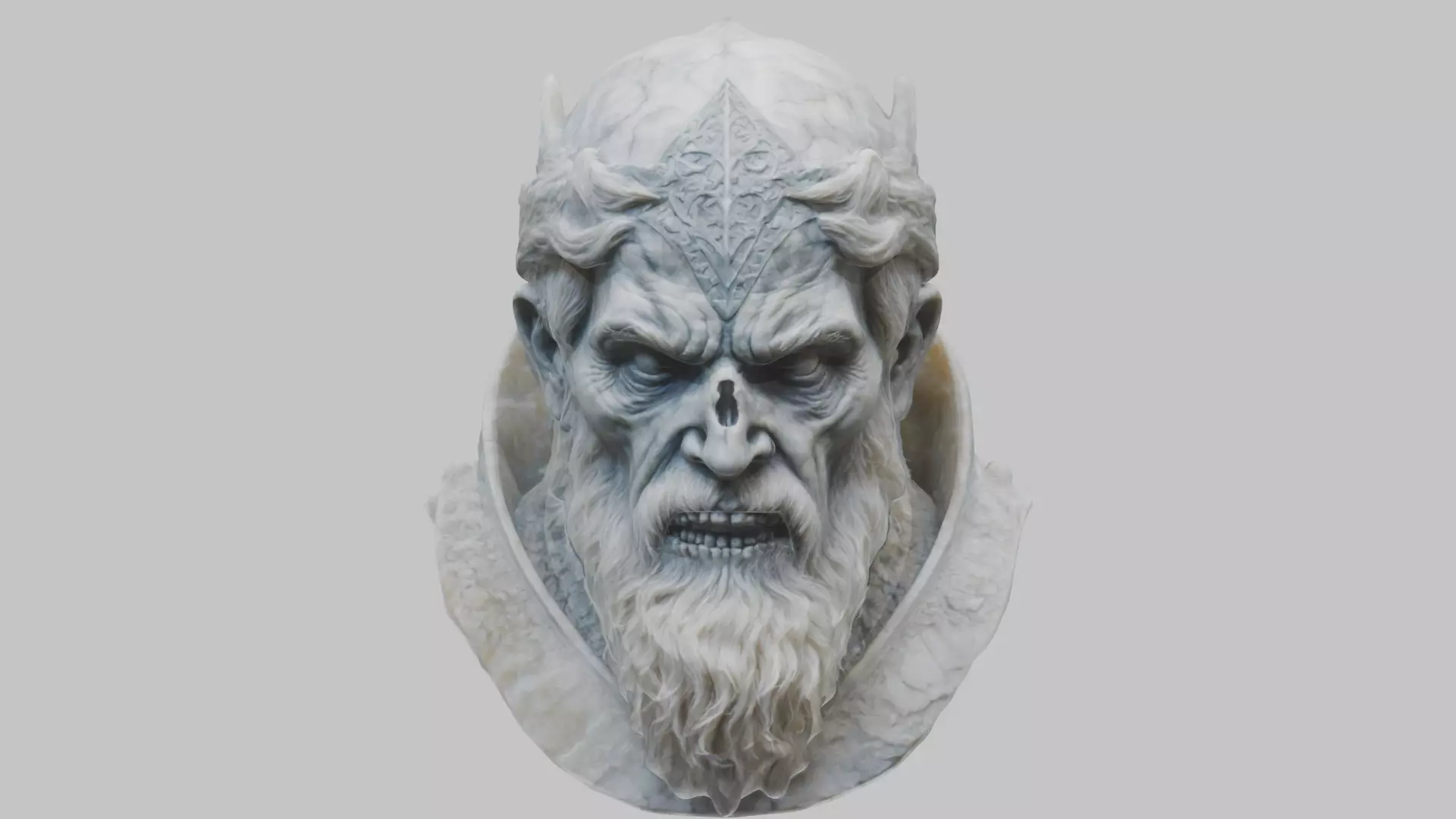 Marble Sculpture Head Bust of a Medieval Dead Knight Low-poly 3D model_0