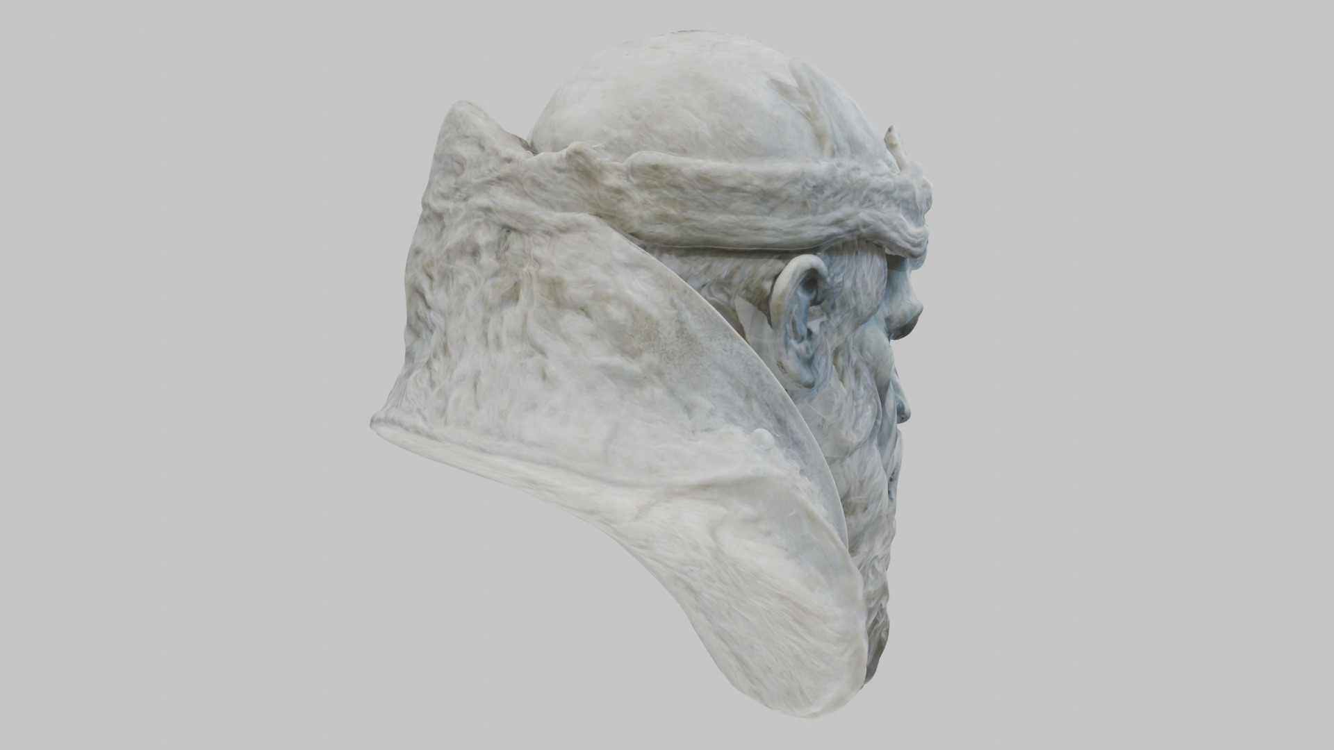 Marble Sculpture Head Bust of a Medieval Dead Knight Low-poly 3D model_5