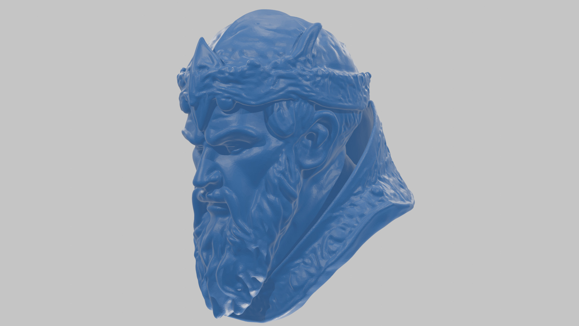 Marble Sculpture Head Bust of a Medieval Dead Knight Low-poly 3D model_46