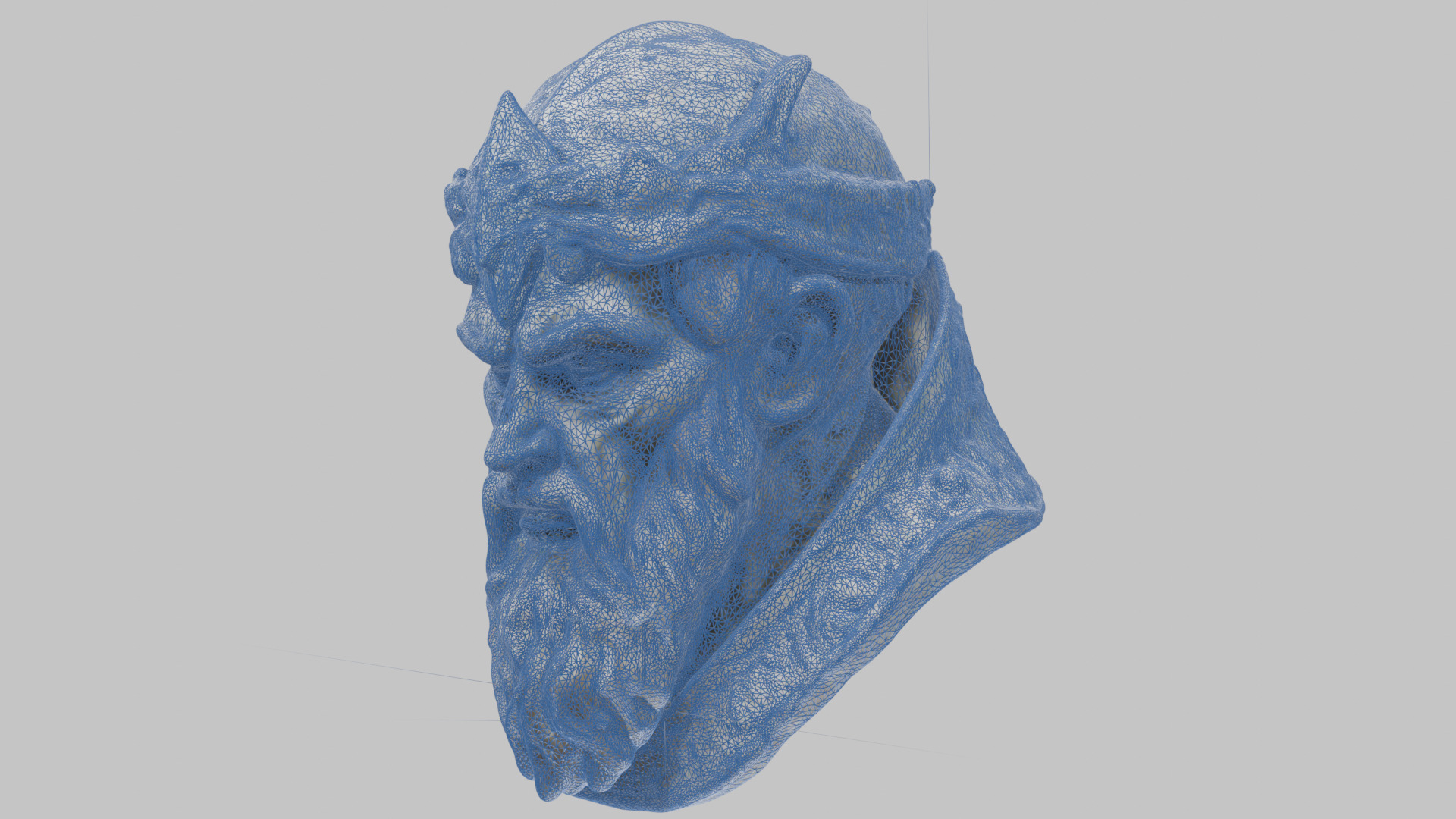 Marble Sculpture Head Bust of a Medieval Dead Knight Low-poly 3D model_30