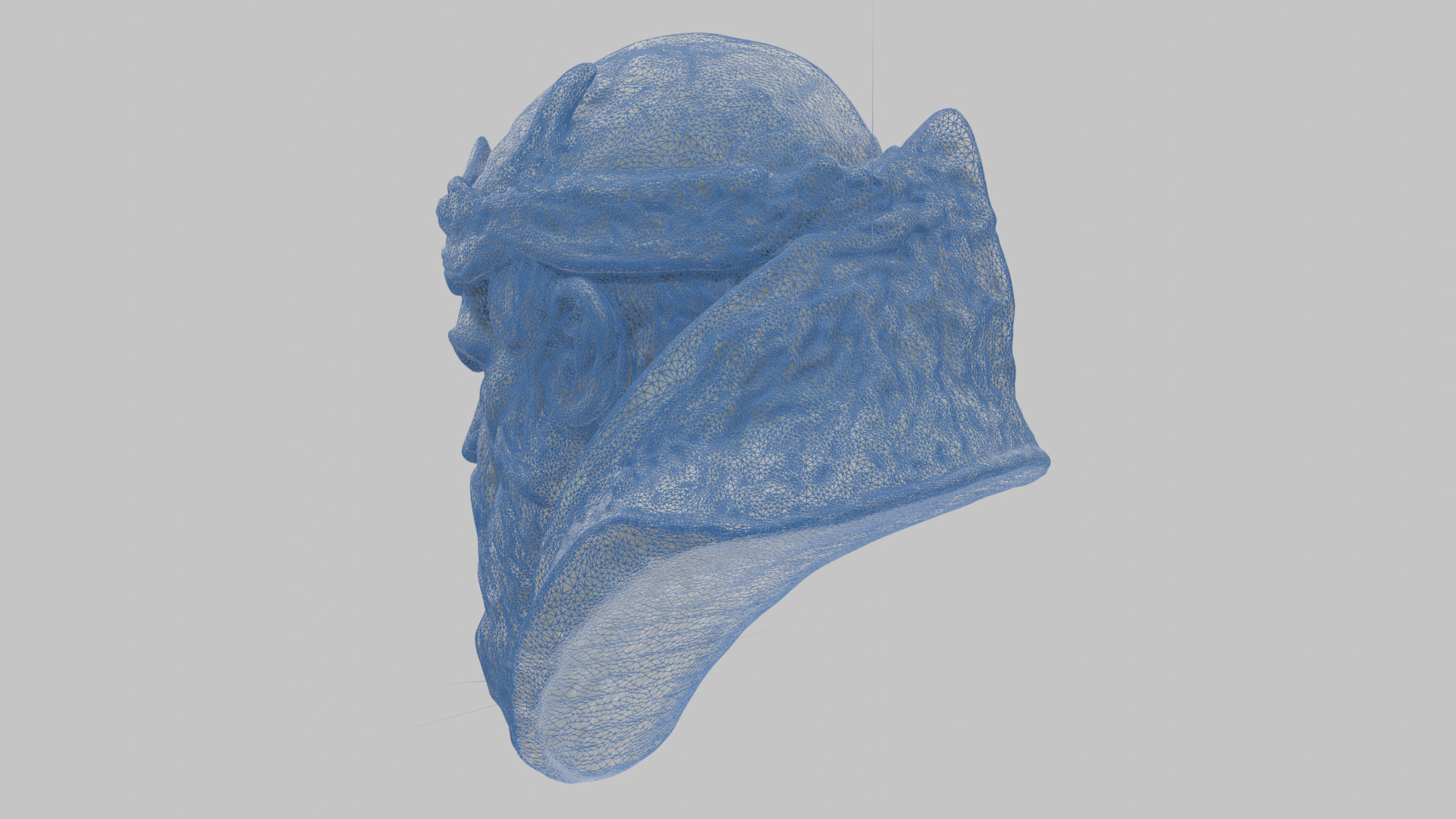 Marble Sculpture Head Bust of a Medieval Dead Knight Low-poly 3D model_27
