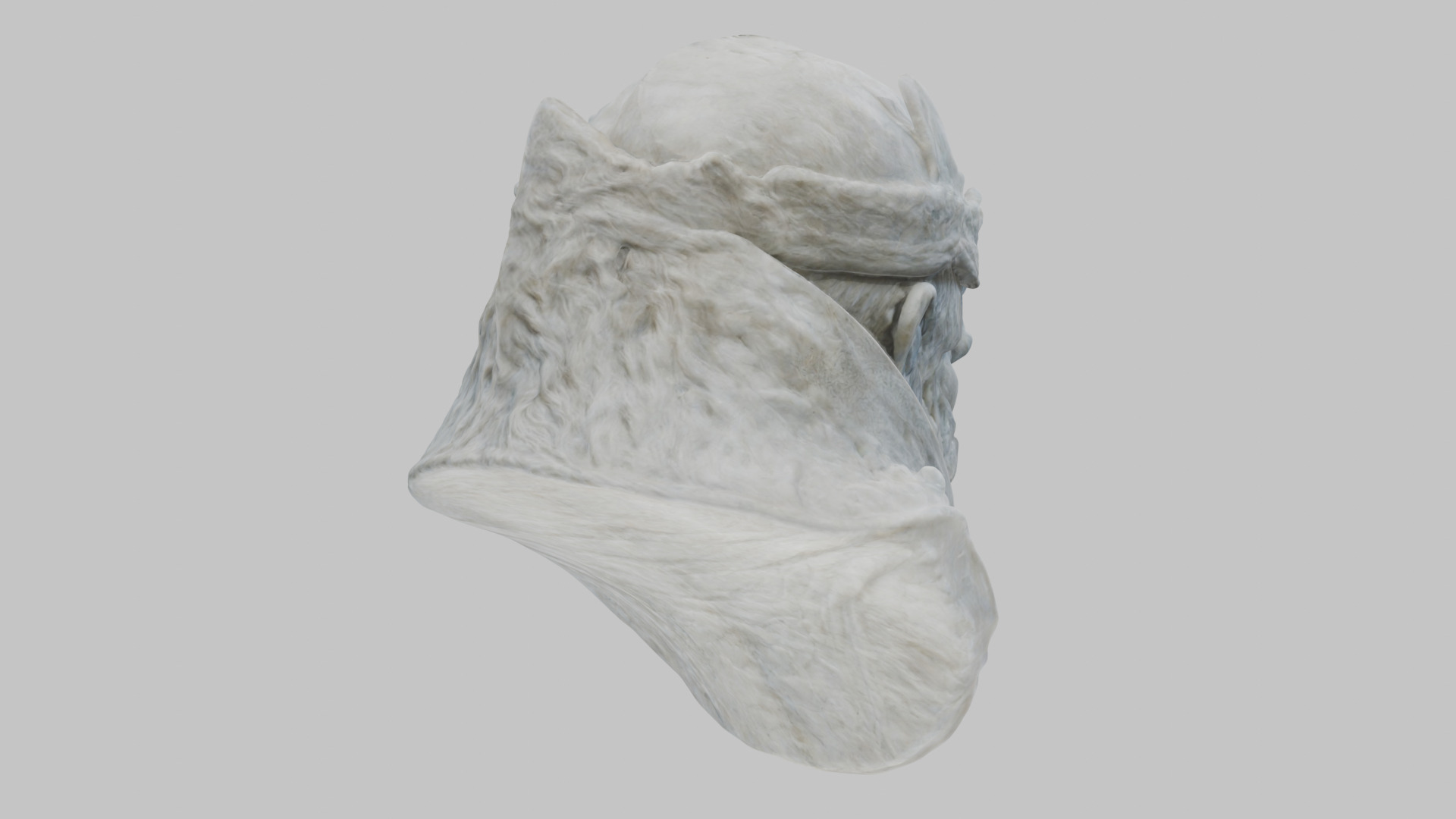 Marble Sculpture Head Bust of a Medieval Dead Knight Low-poly 3D model_6