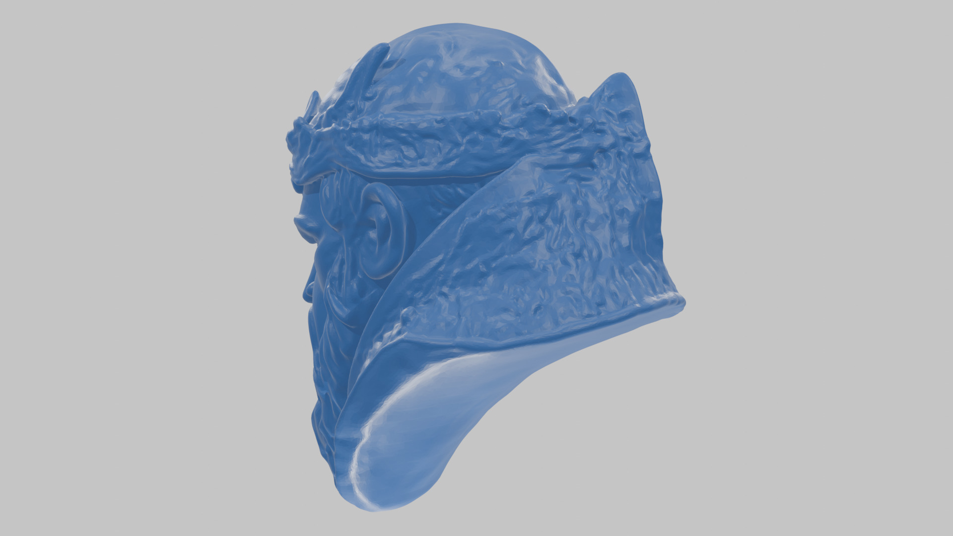 Marble Sculpture Head Bust of a Medieval Dead Knight Low-poly 3D model_43