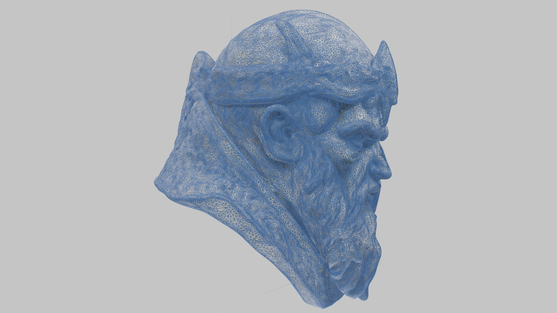 Marble Sculpture Head Bust of a Medieval Dead Knight Low-poly 3D model_19