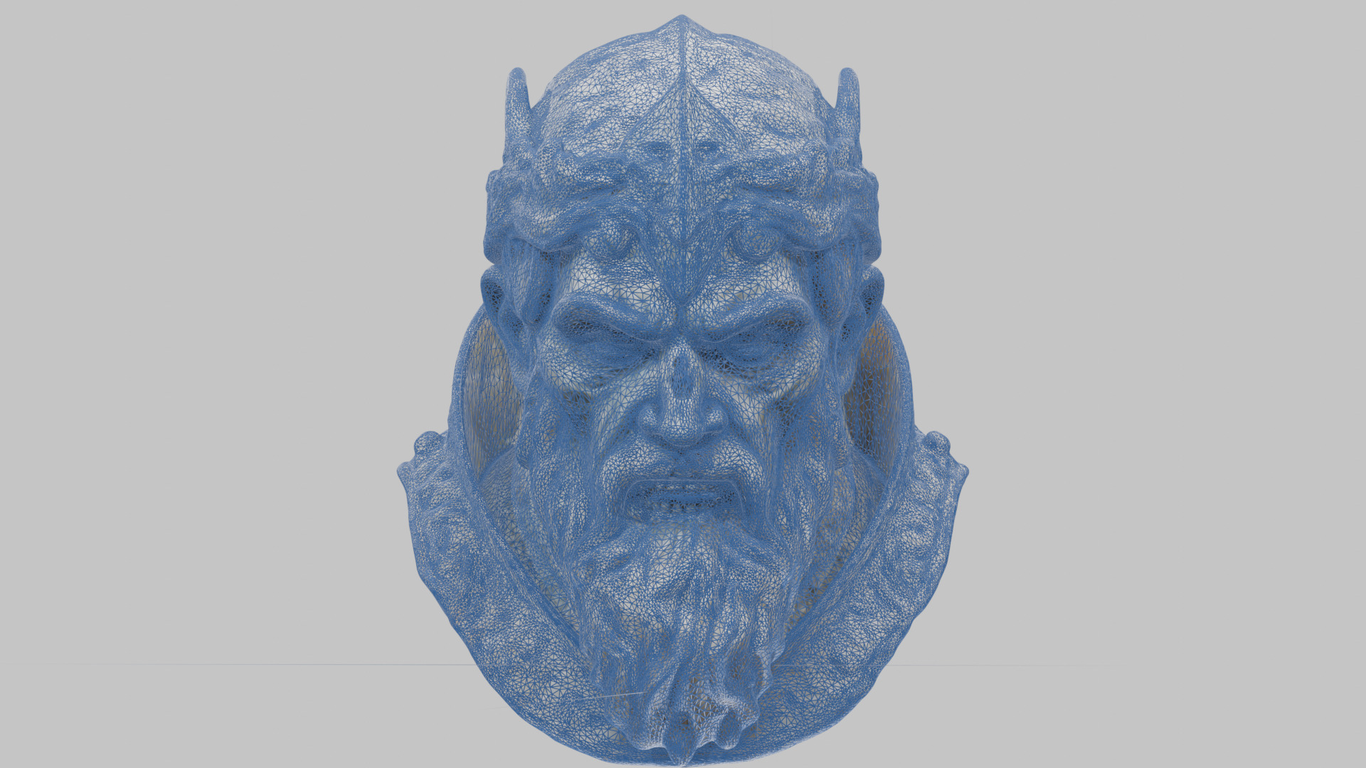 Marble Sculpture Head Bust of a Medieval Dead Knight Low-poly 3D model_16