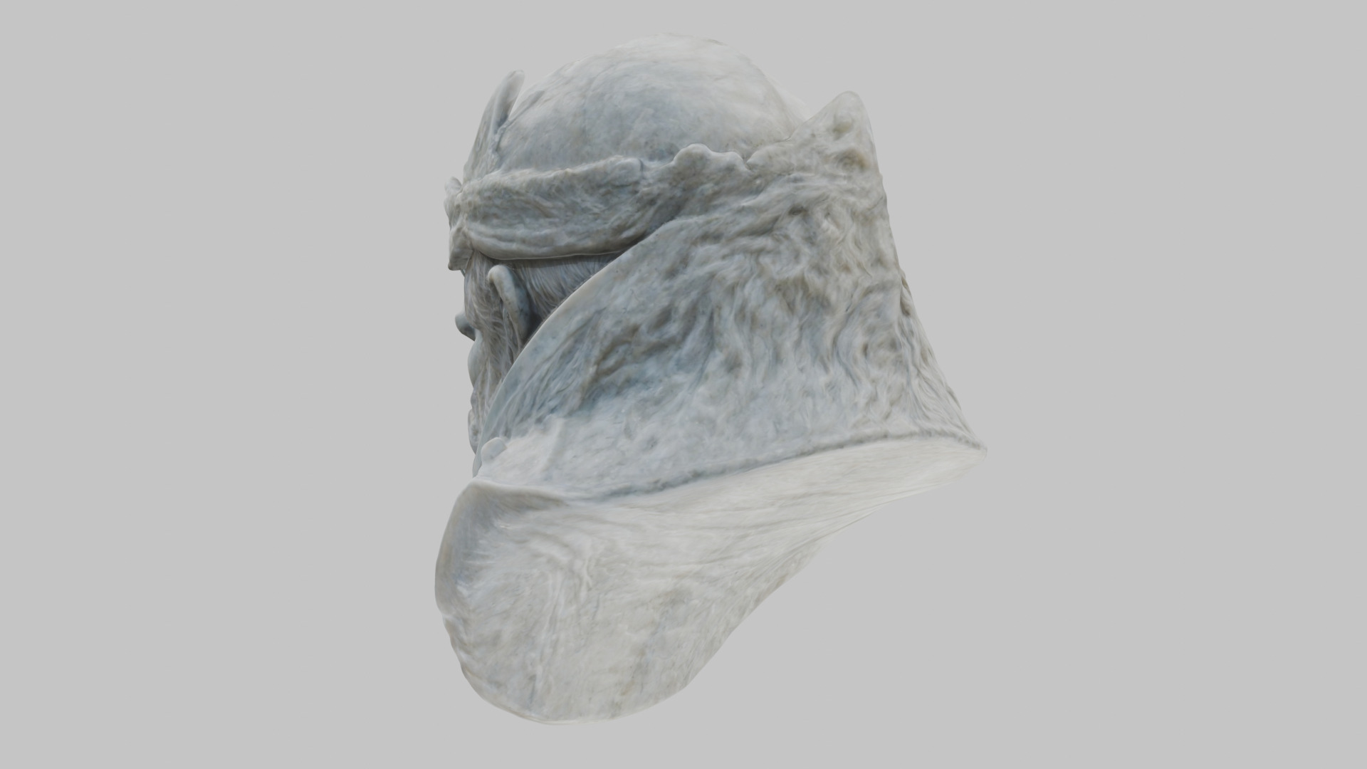 Marble Sculpture Head Bust of a Medieval Dead Knight Low-poly 3D model_10