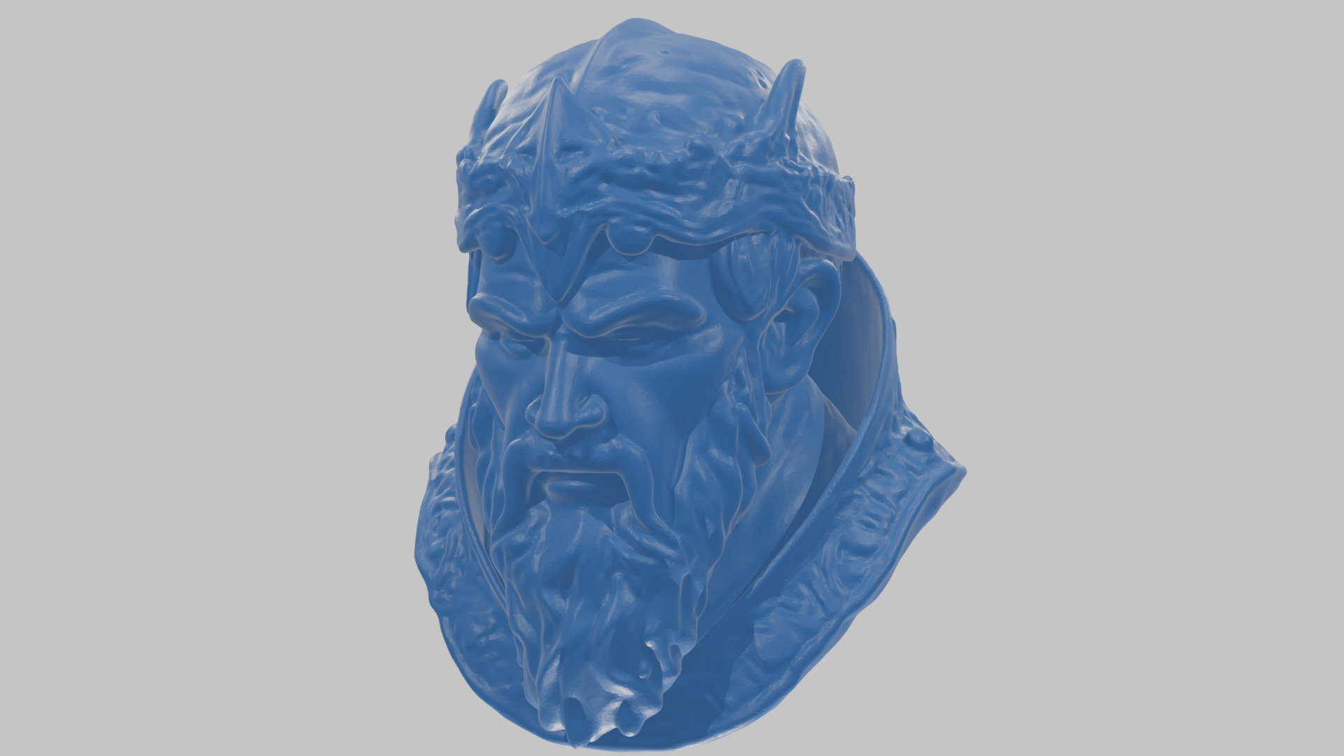 Marble Sculpture Head Bust of a Medieval Dead Knight Low-poly 3D model_47