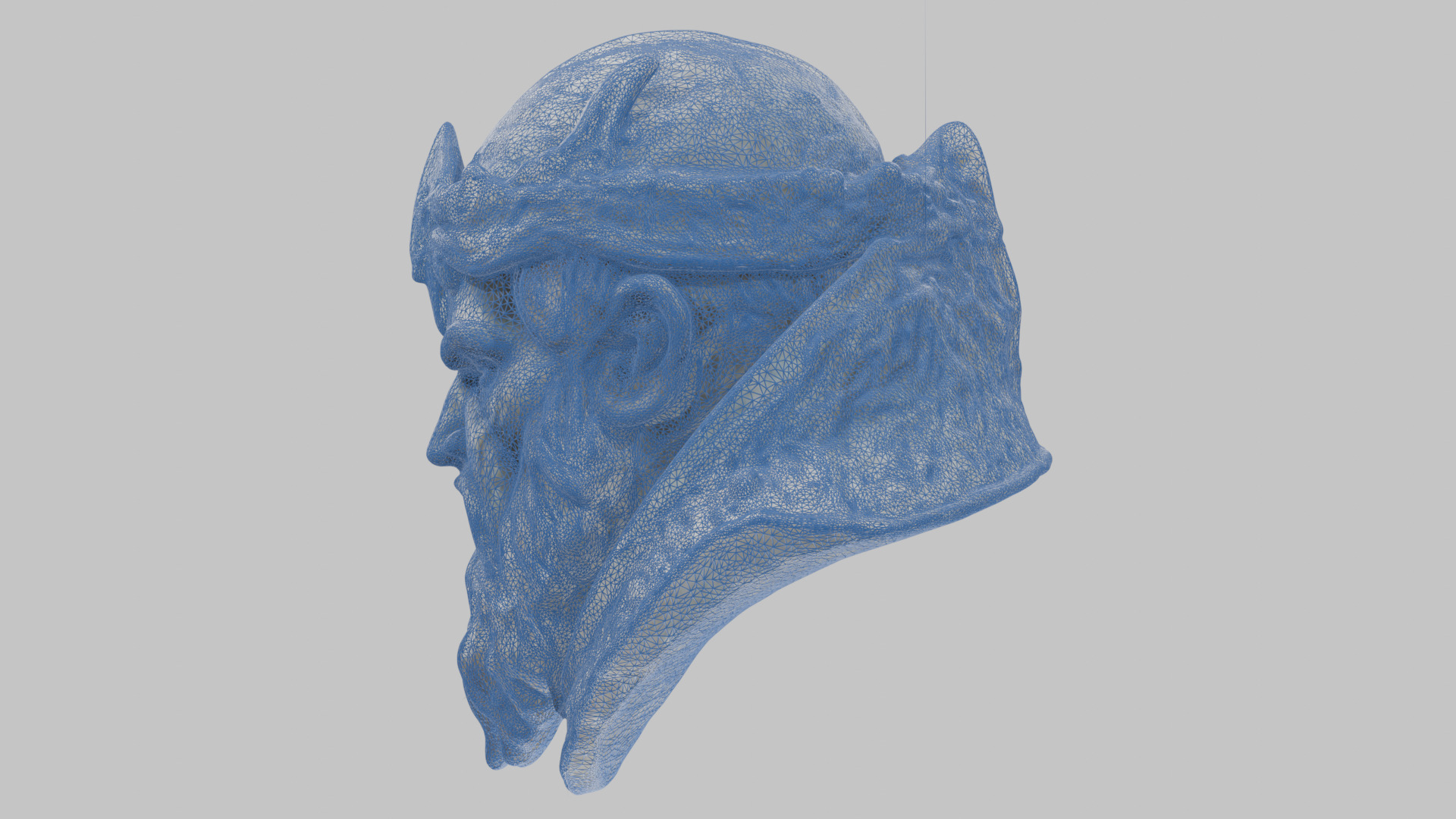 Marble Sculpture Head Bust of a Medieval Dead Knight Low-poly 3D model_28