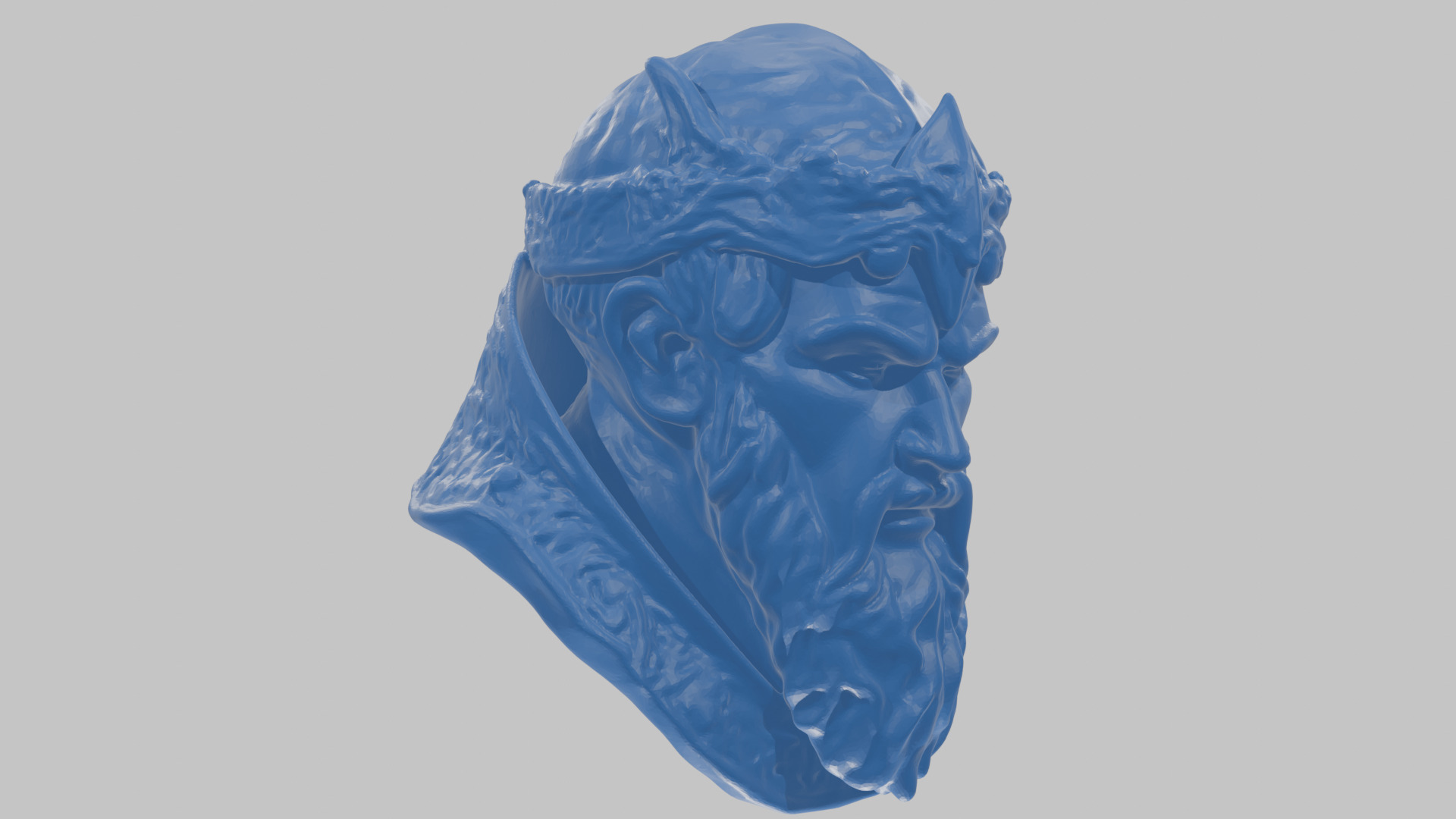 Marble Sculpture Head Bust of a Medieval Dead Knight Low-poly 3D model_34
