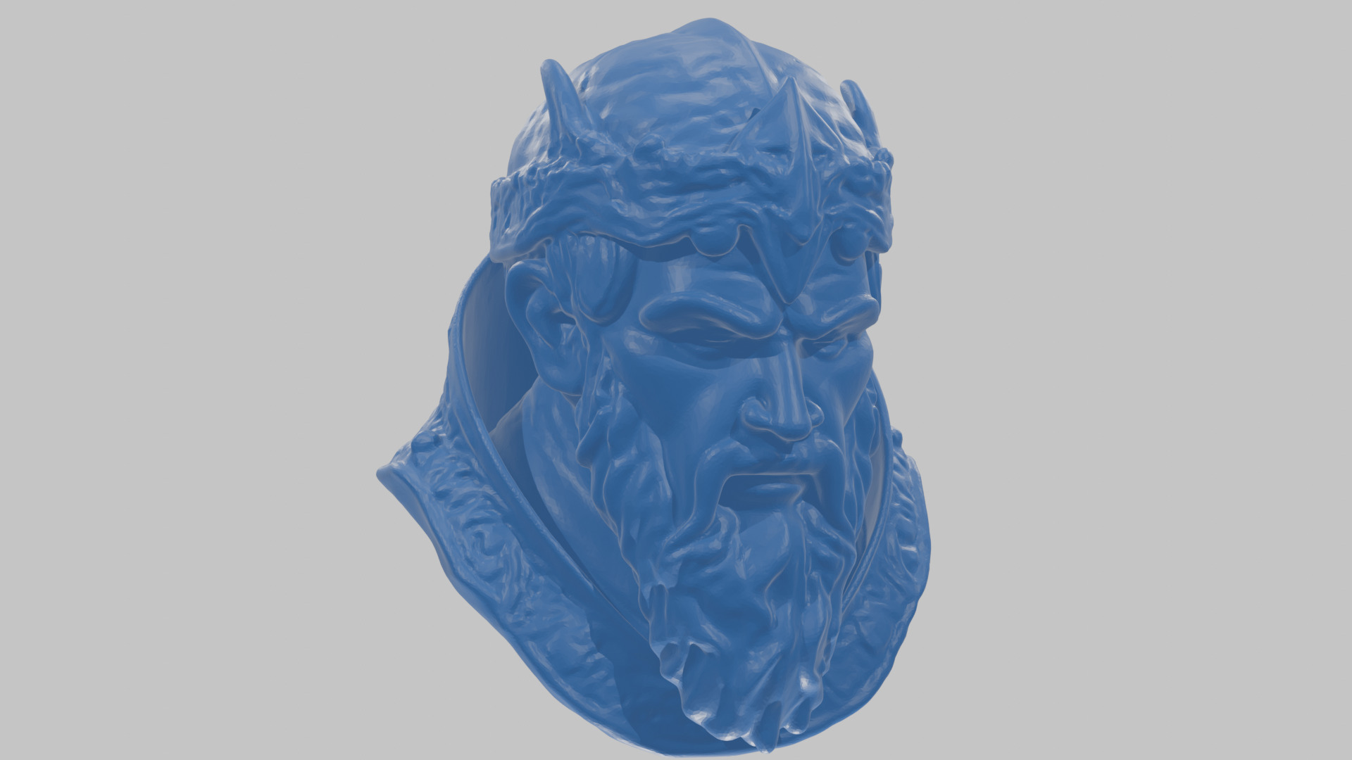 Marble Sculpture Head Bust of a Medieval Dead Knight Low-poly 3D model_33