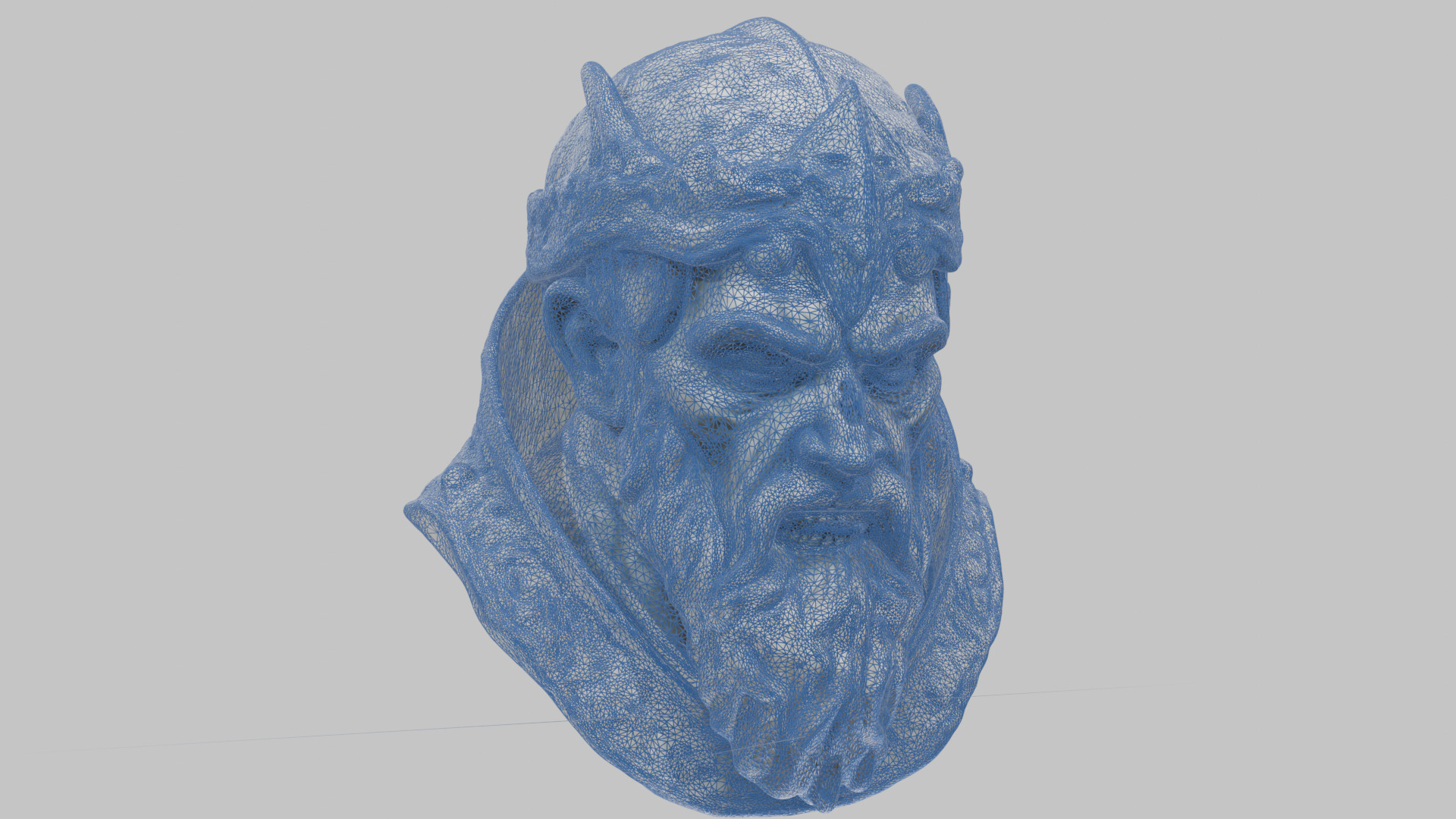 Marble Sculpture Head Bust of a Medieval Dead Knight Low-poly 3D model_17