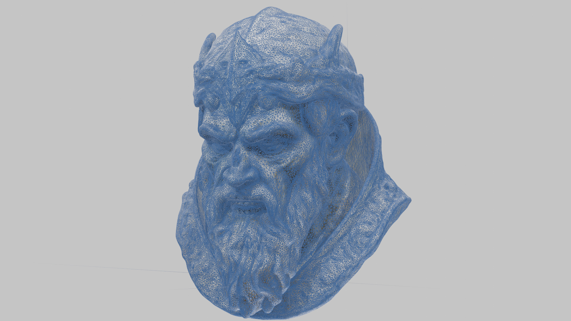 Marble Sculpture Head Bust of a Medieval Dead Knight Low-poly 3D model_31