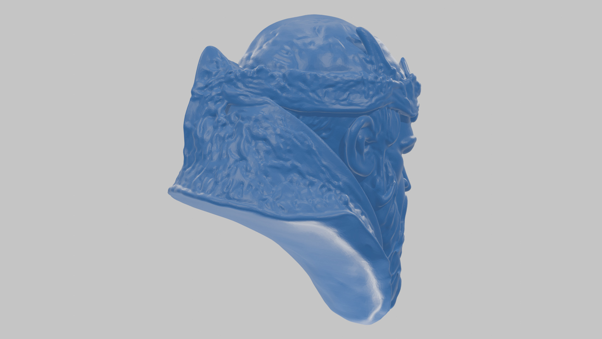 Marble Sculpture Head Bust of a Medieval Dead Knight Low-poly 3D model_37