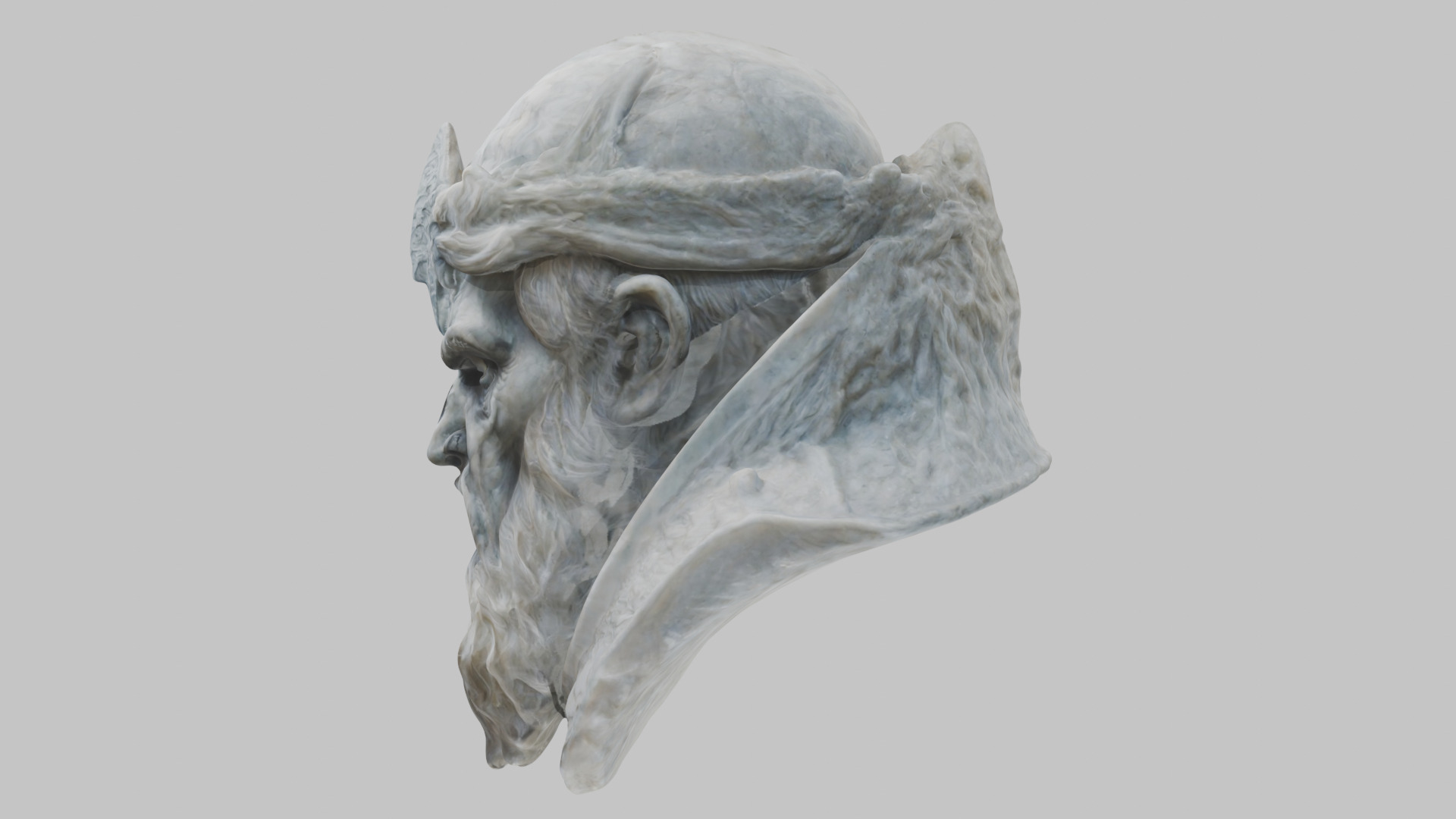 Marble Sculpture Head Bust of a Medieval Dead Knight Low-poly 3D model_12
