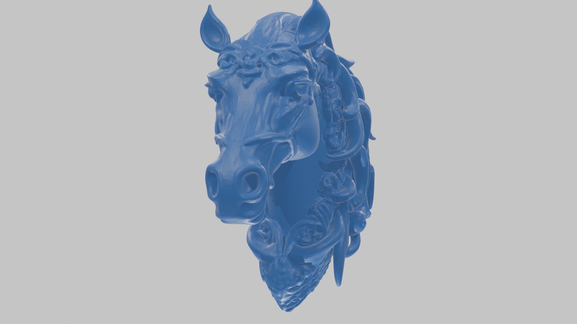 High-Detailed Fantasy Horse Head Bust 2 textures versions Low-poly 3D model_75