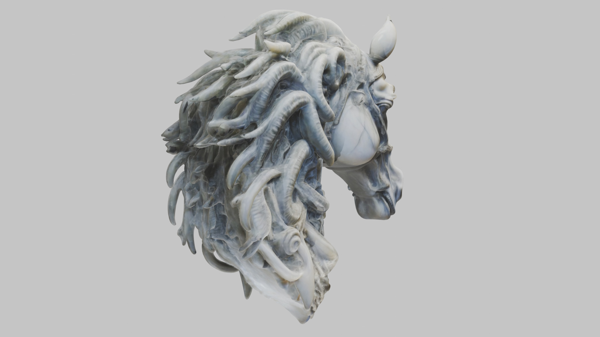 High-Detailed Fantasy Horse Head Bust 2 textures versions Low-poly 3D model_2