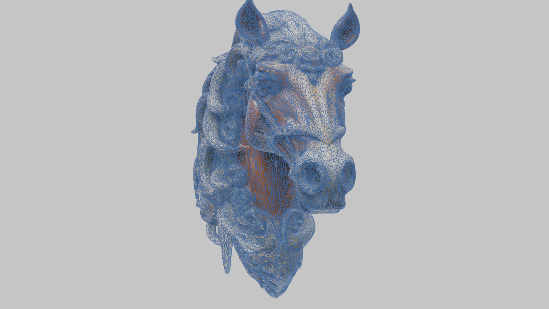 High-Detailed Fantasy Horse Head Bust 2 textures versions Low-poly 3D model_61