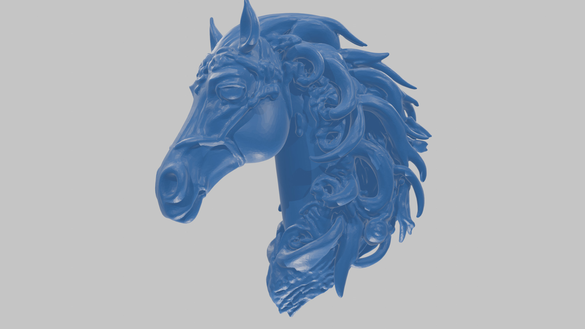 High-Detailed Fantasy Horse Head Bust 2 textures versions Low-poly 3D model_73