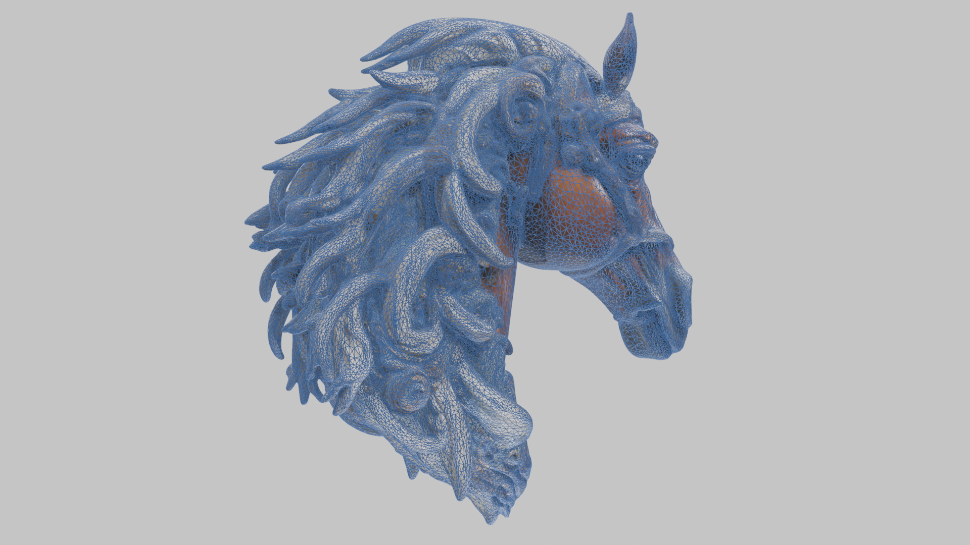 High-Detailed Fantasy Horse Head Bust 2 textures versions Low-poly 3D model_49