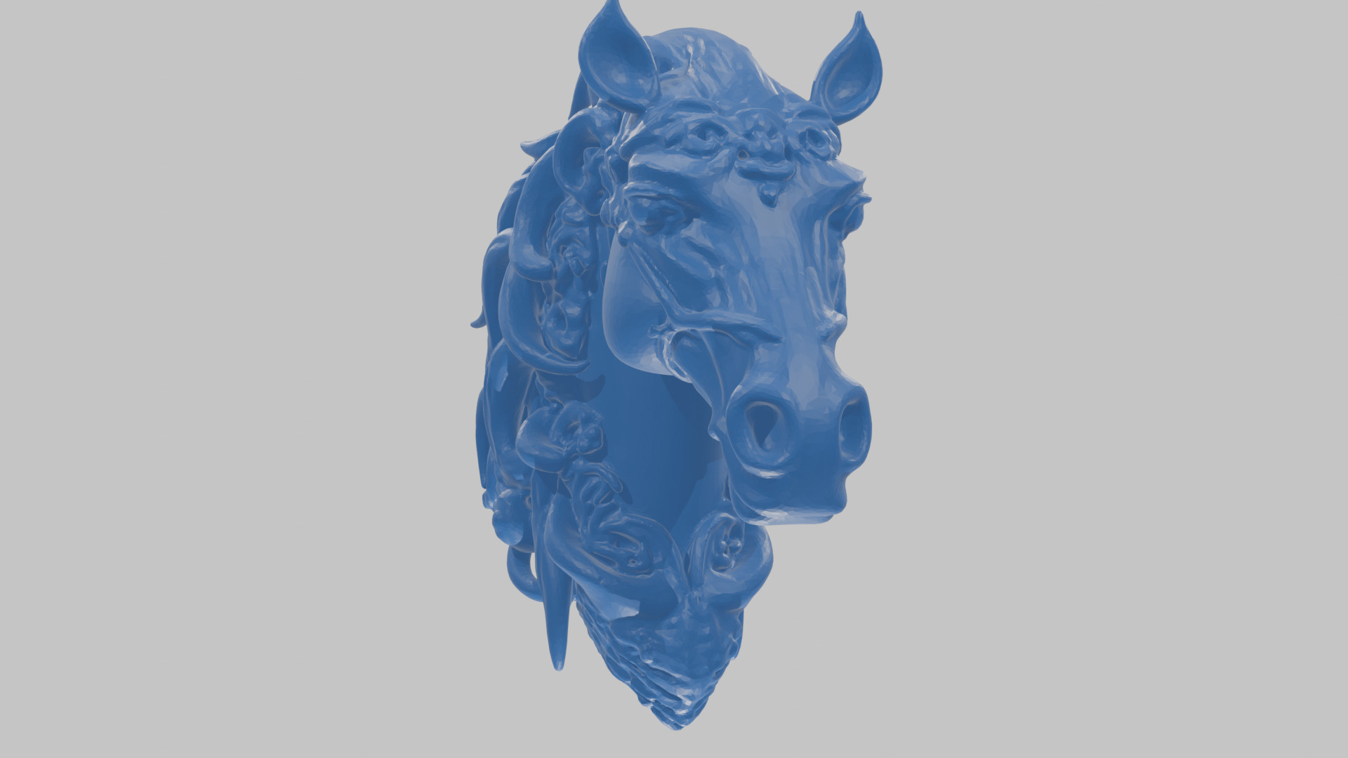 High-Detailed Fantasy Horse Head Bust 2 textures versions Low-poly 3D model_77