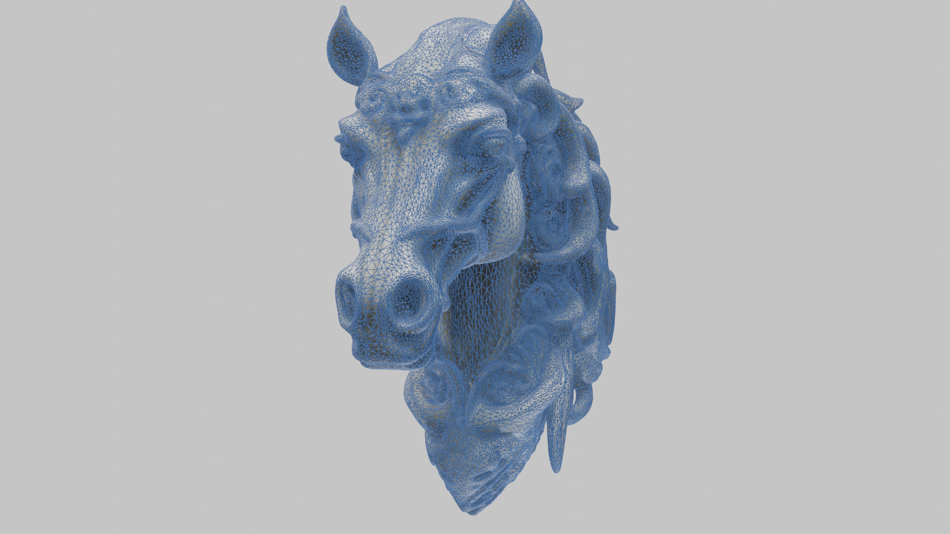 High-Detailed Fantasy Horse Head Bust 2 textures versions Low-poly 3D model_27