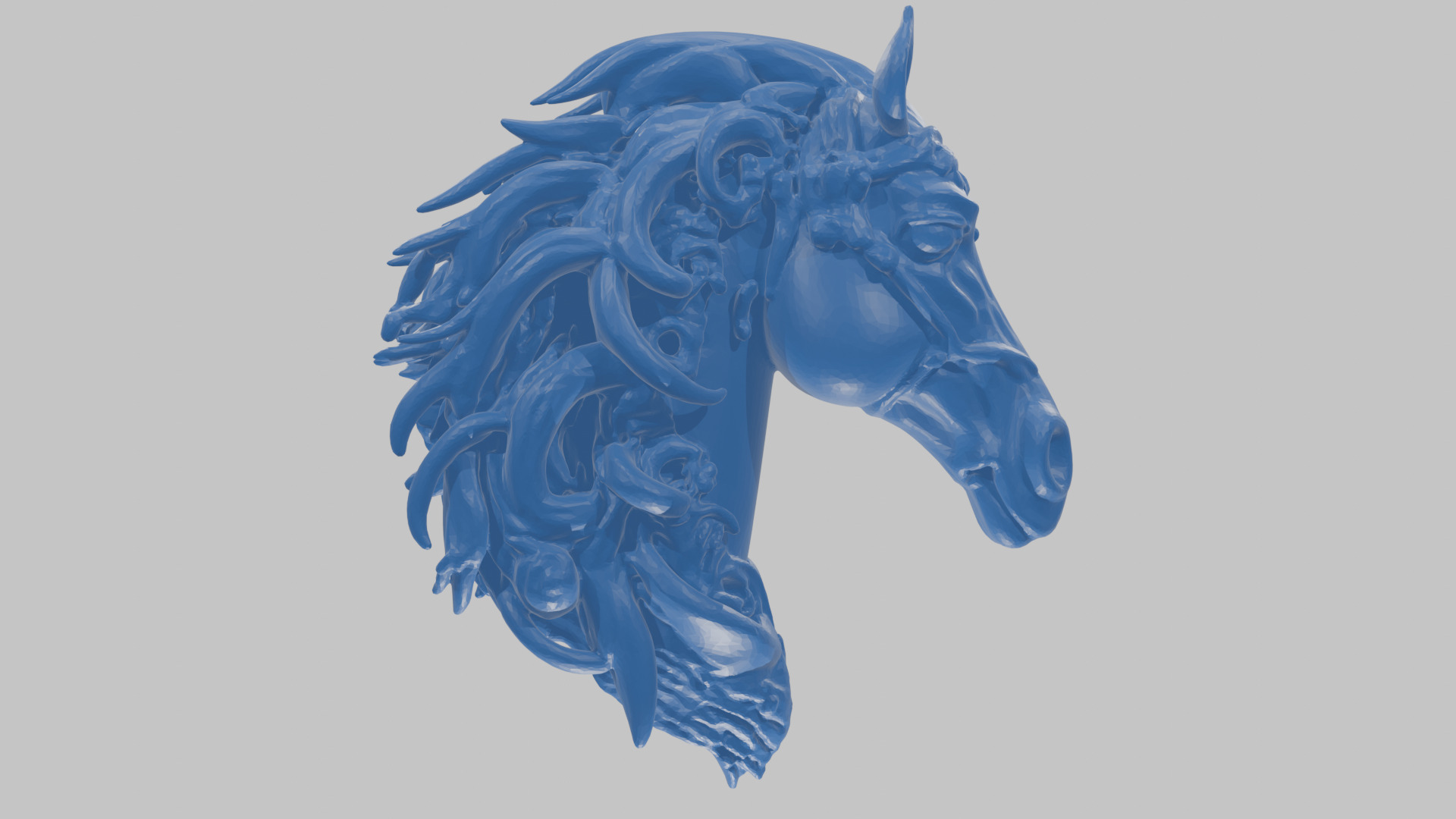 High-Detailed Fantasy Horse Head Bust 2 textures versions Low-poly 3D model_64
