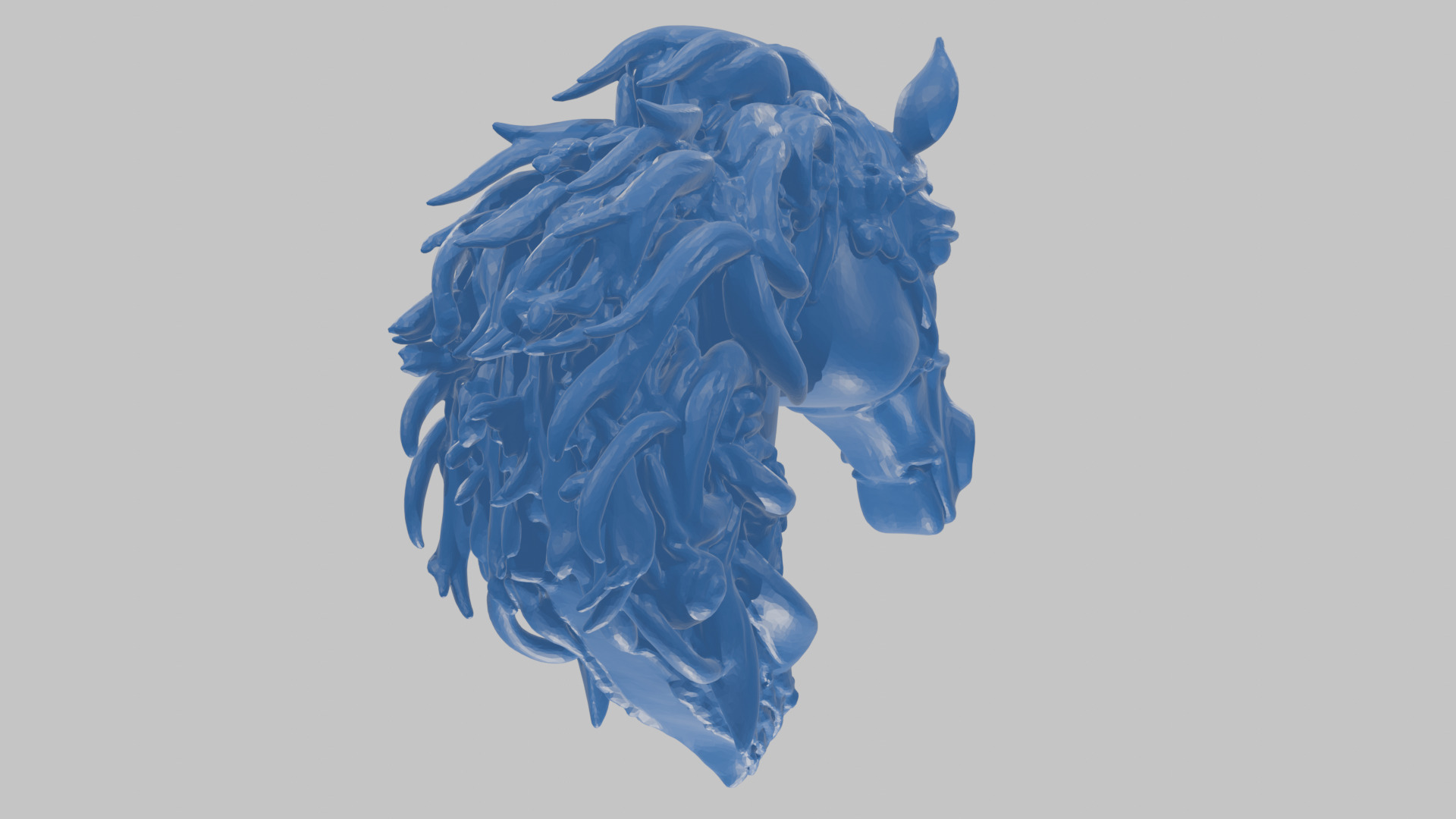 High-Detailed Fantasy Horse Head Bust 2 textures versions Low-poly 3D model_66
