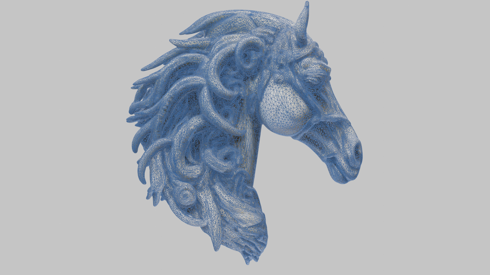High-Detailed Fantasy Horse Head Bust 2 textures versions Low-poly 3D model_16